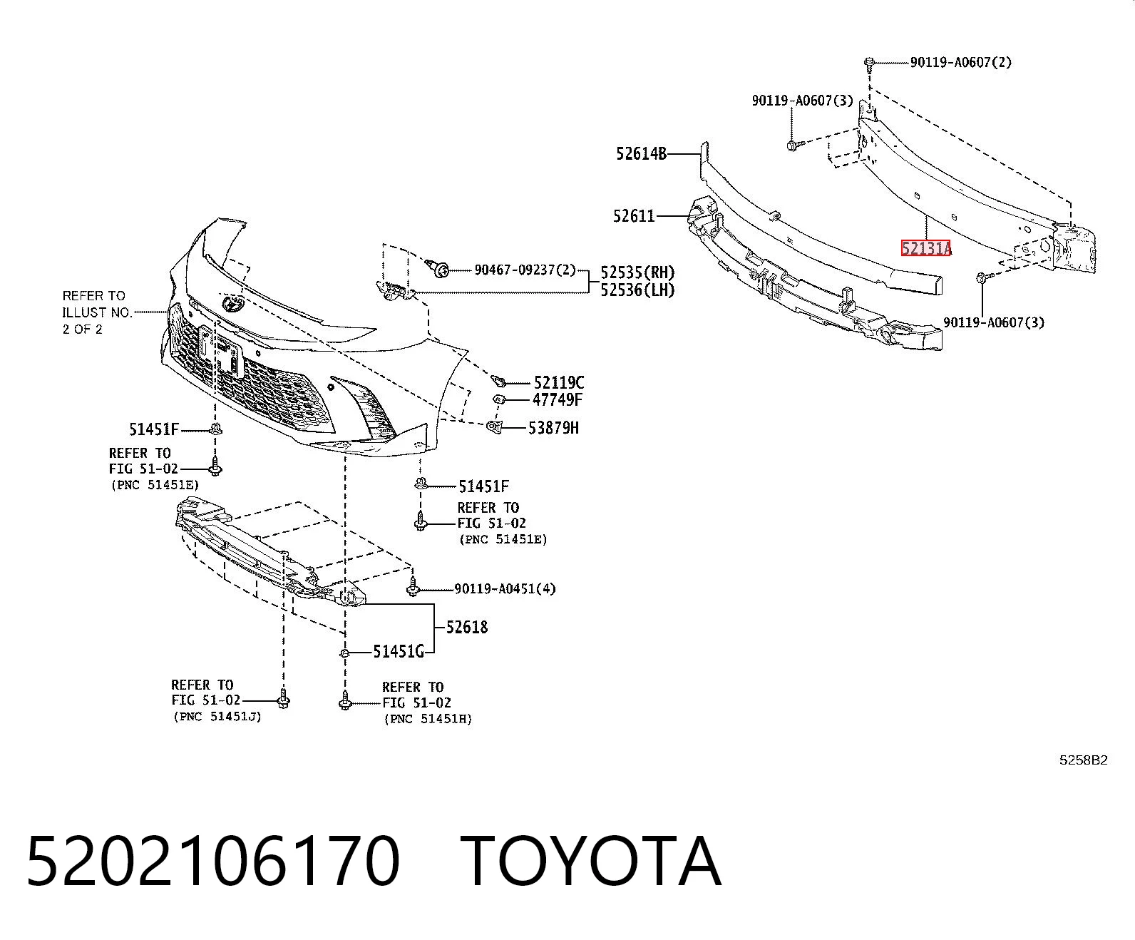 5202106170 Toyota Балка бампера переднього