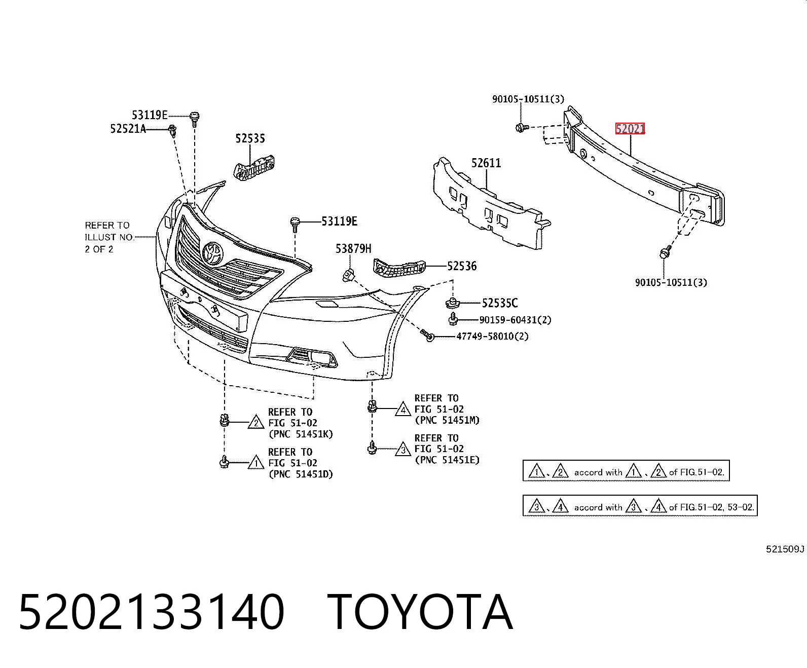 Балка бампера переднього на Toyota Camry VI V40