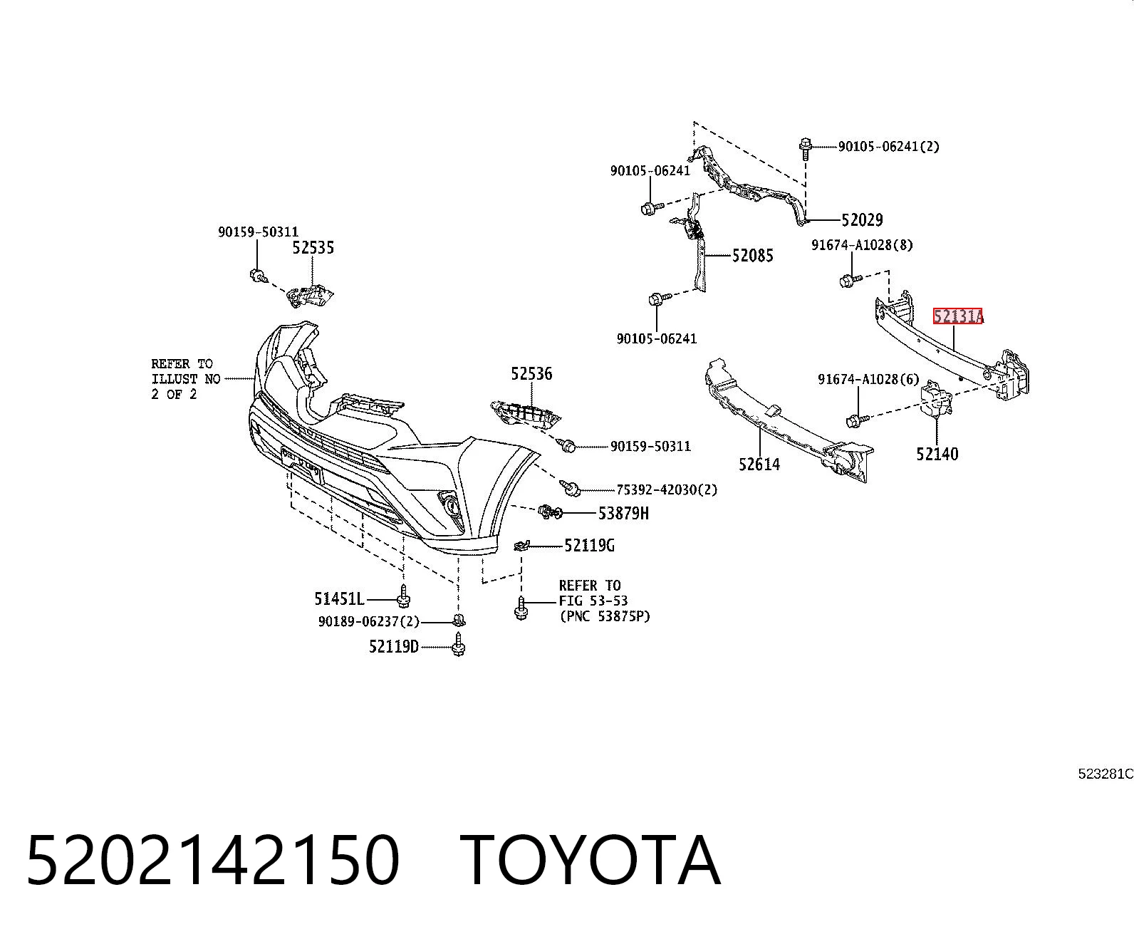 5202142150 Toyota Балка бампера переднього