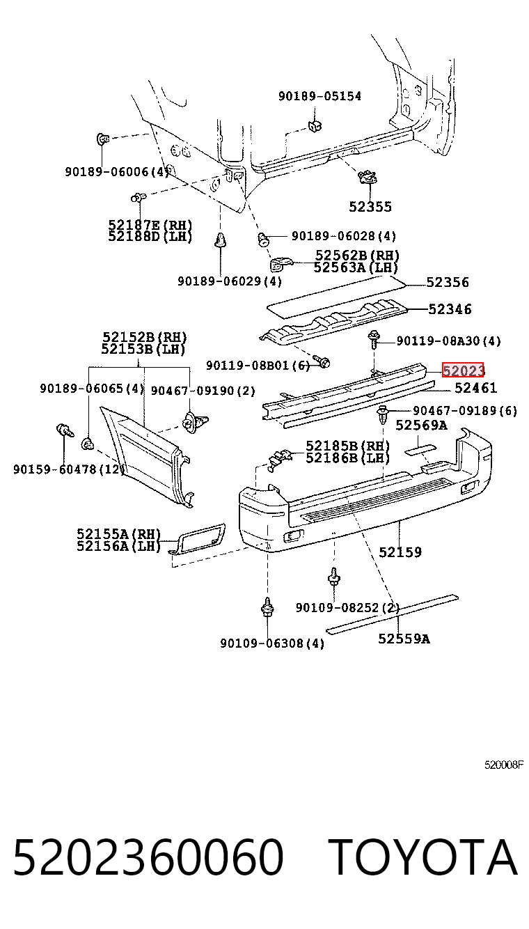 Шина бампера заднього на Toyota Land Cruiser 90 J9
