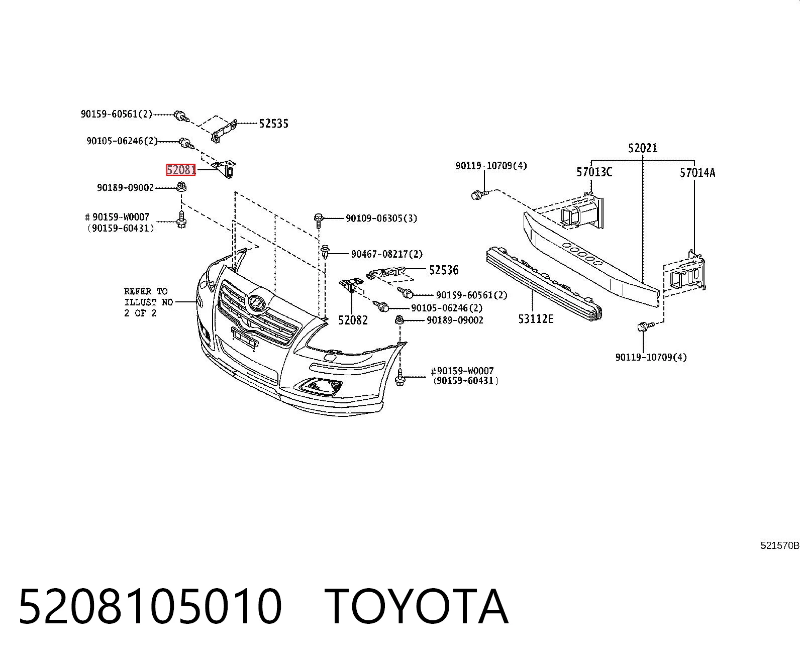 5208105010 Toyota Праве кріплення переднього бампера
