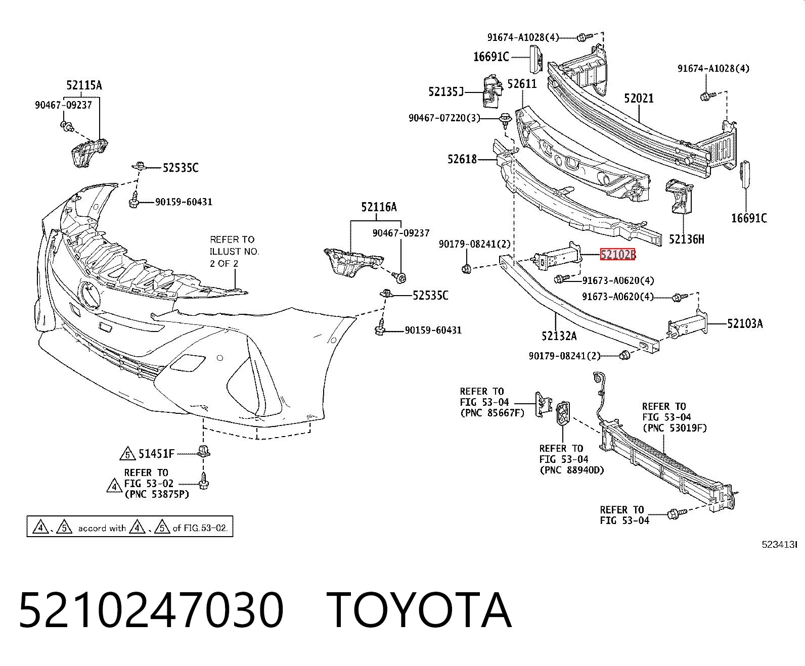 5210247030 Toyota Кронштейн підсилювача переднього бампера