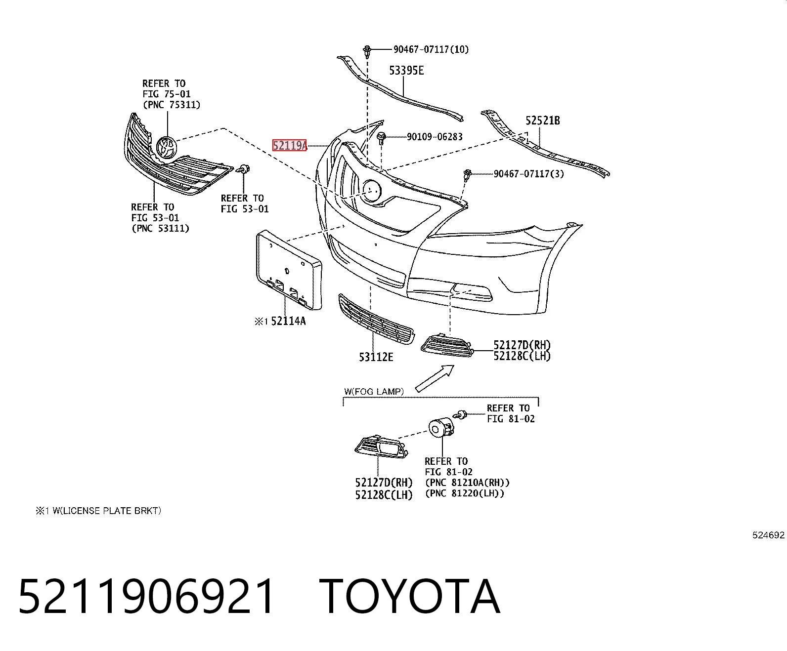 5211906921 Toyota Бампер передній в зборі