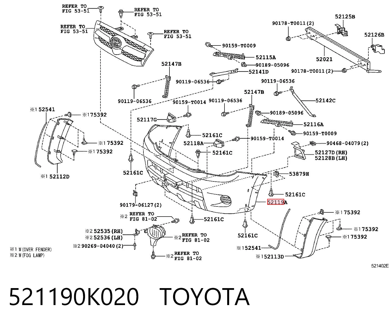 521190K020 Toyota Бампер передній в зборі