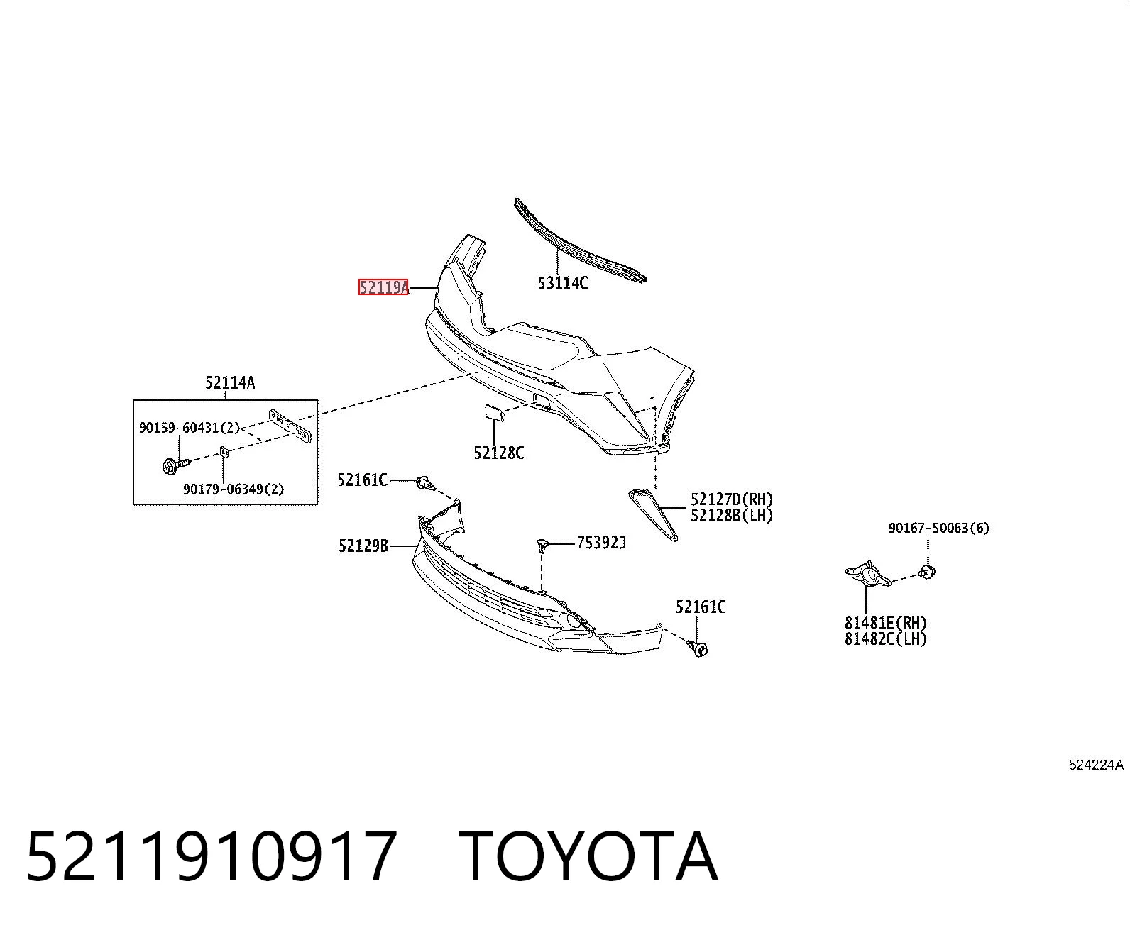 5211910917 Toyota Бампер передній в зборі