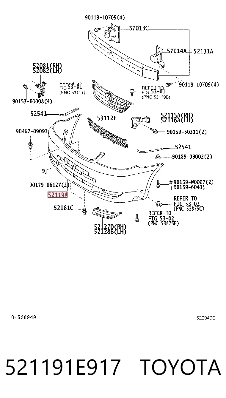  Передній бампер Toyota Corolla 