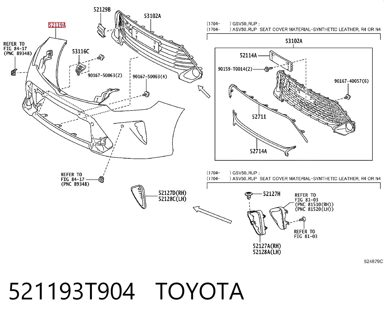 Бампер на авто Toyota Camry VII седан (V50) (2011 - 2019) ціна, від 183.16 USD