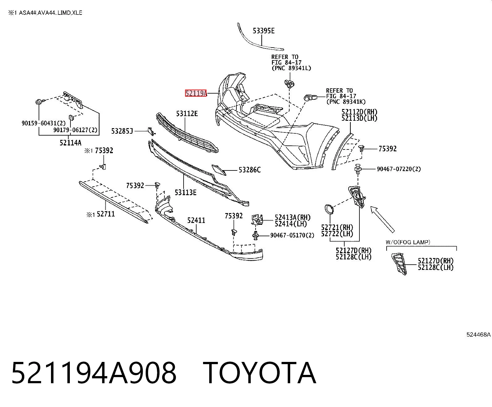 521194A908 Toyota Бампер передній в зборі