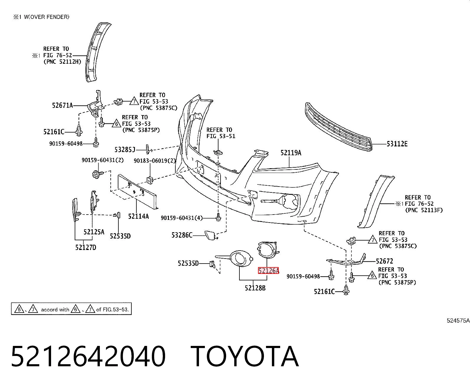 5212642040 Toyota Кріплення протитуманки, лівої