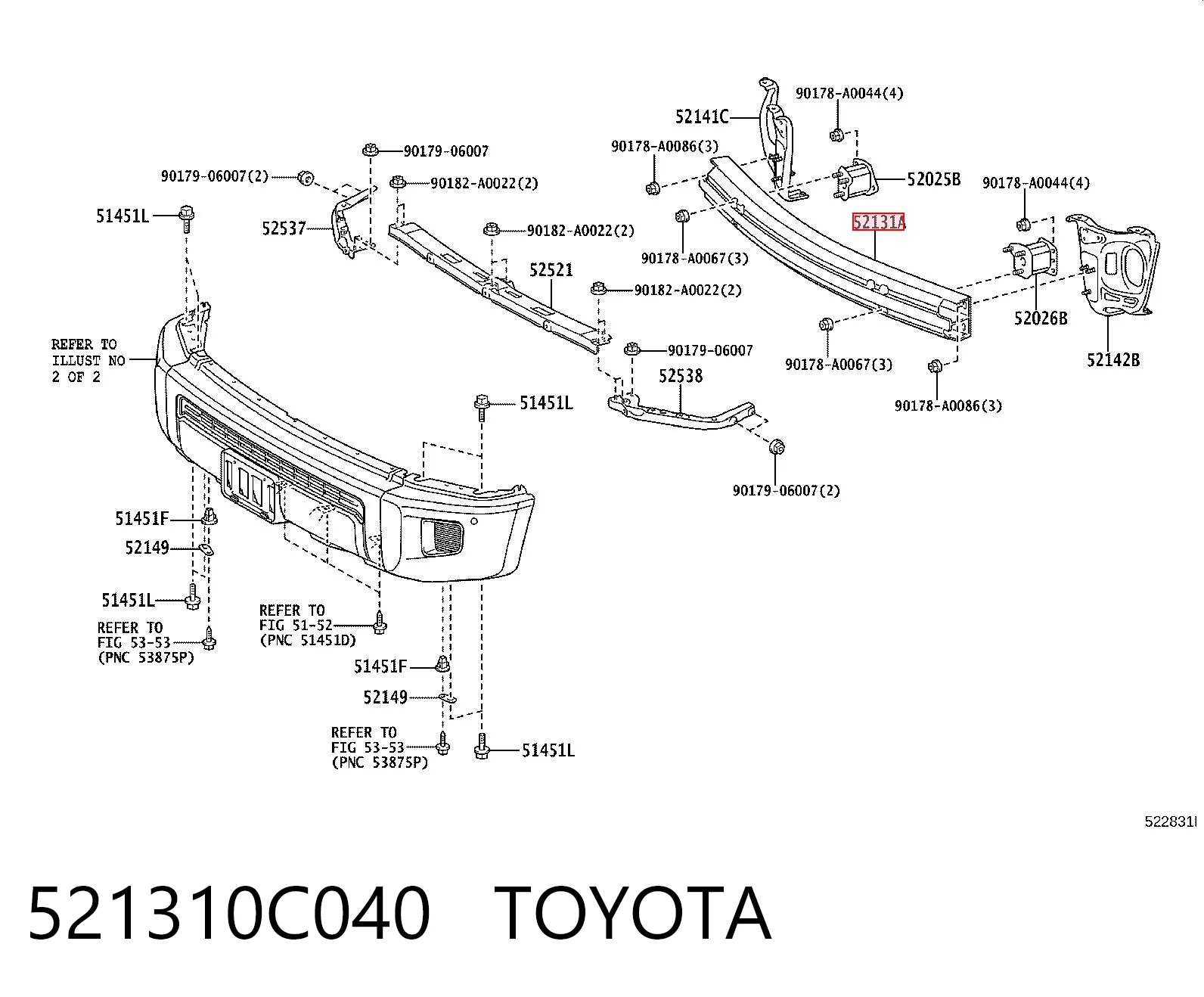 521310C040 Toyota Балка бампера переднього