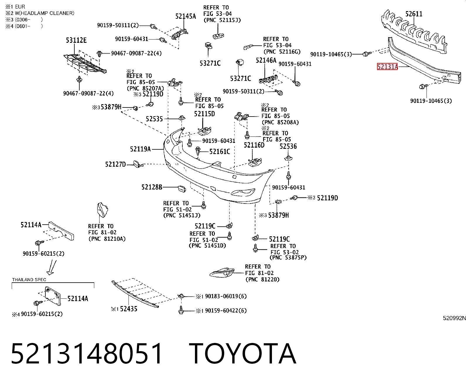 Балка бампера переднього на Lexus RX 300/330/350/400H U3