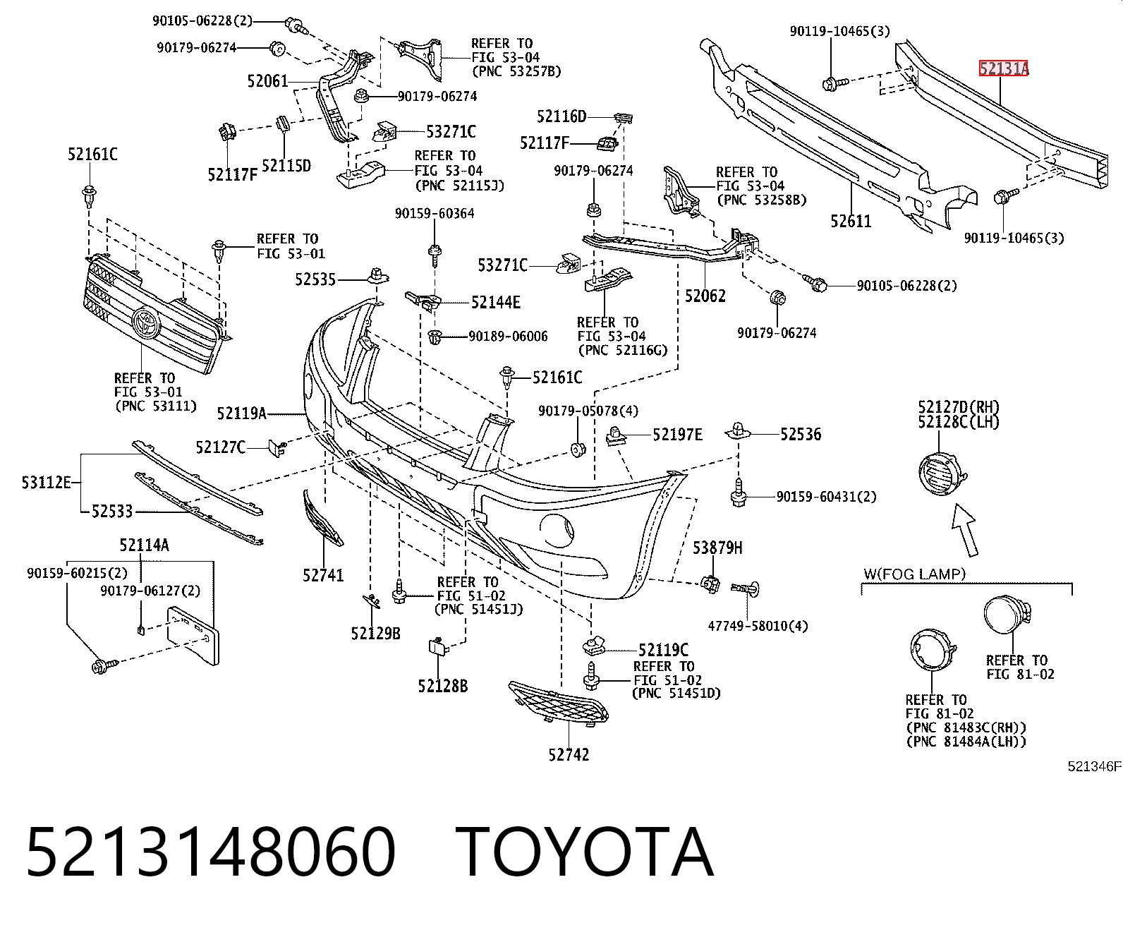 Балка бампера переднього на Lexus RX 330/350 U3