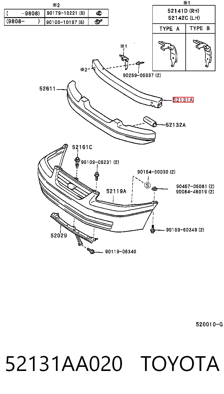Балка бампера переднього на Toyota Camry IV V20
