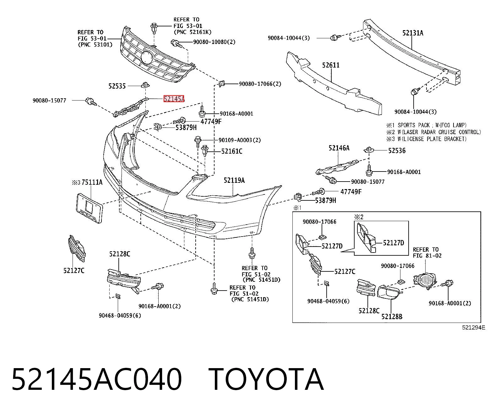 52145AC040 Toyota Праве кріплення переднього бампера