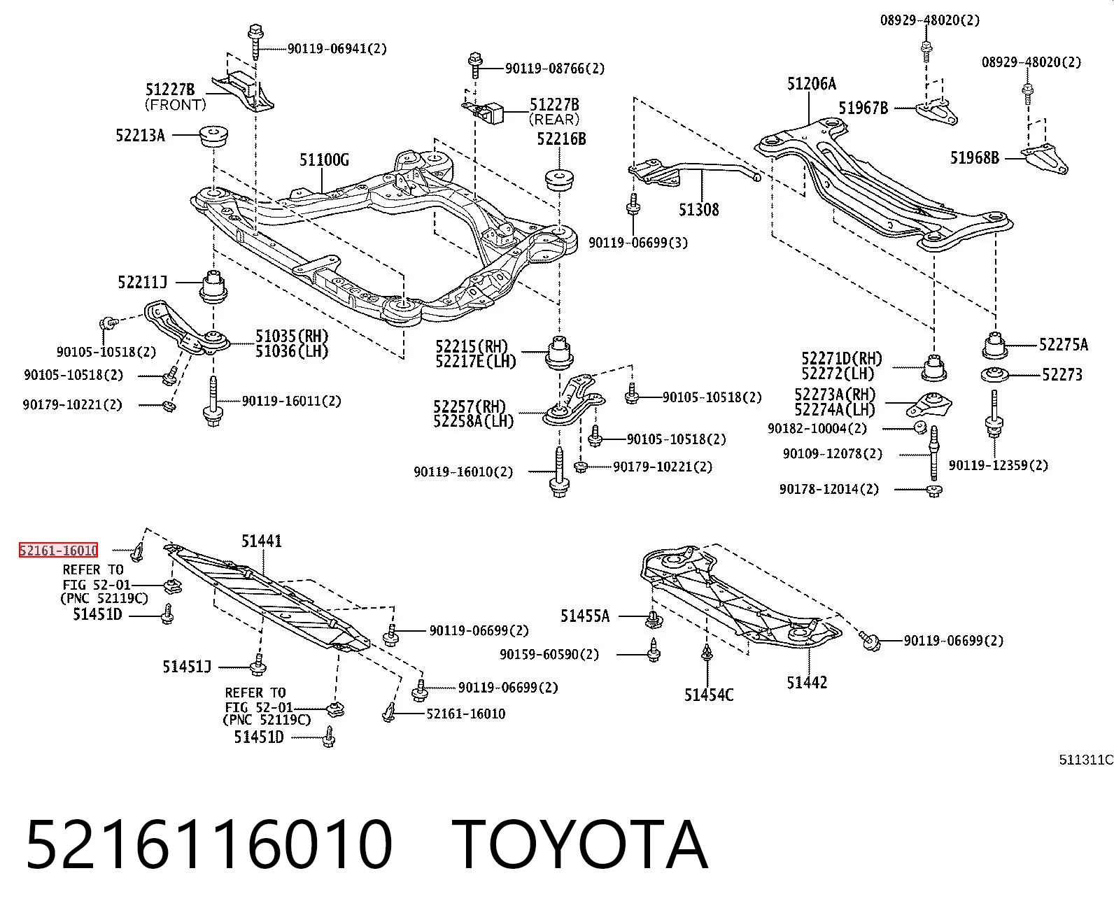 5216116010 Toyota Кліпса бампера переднього