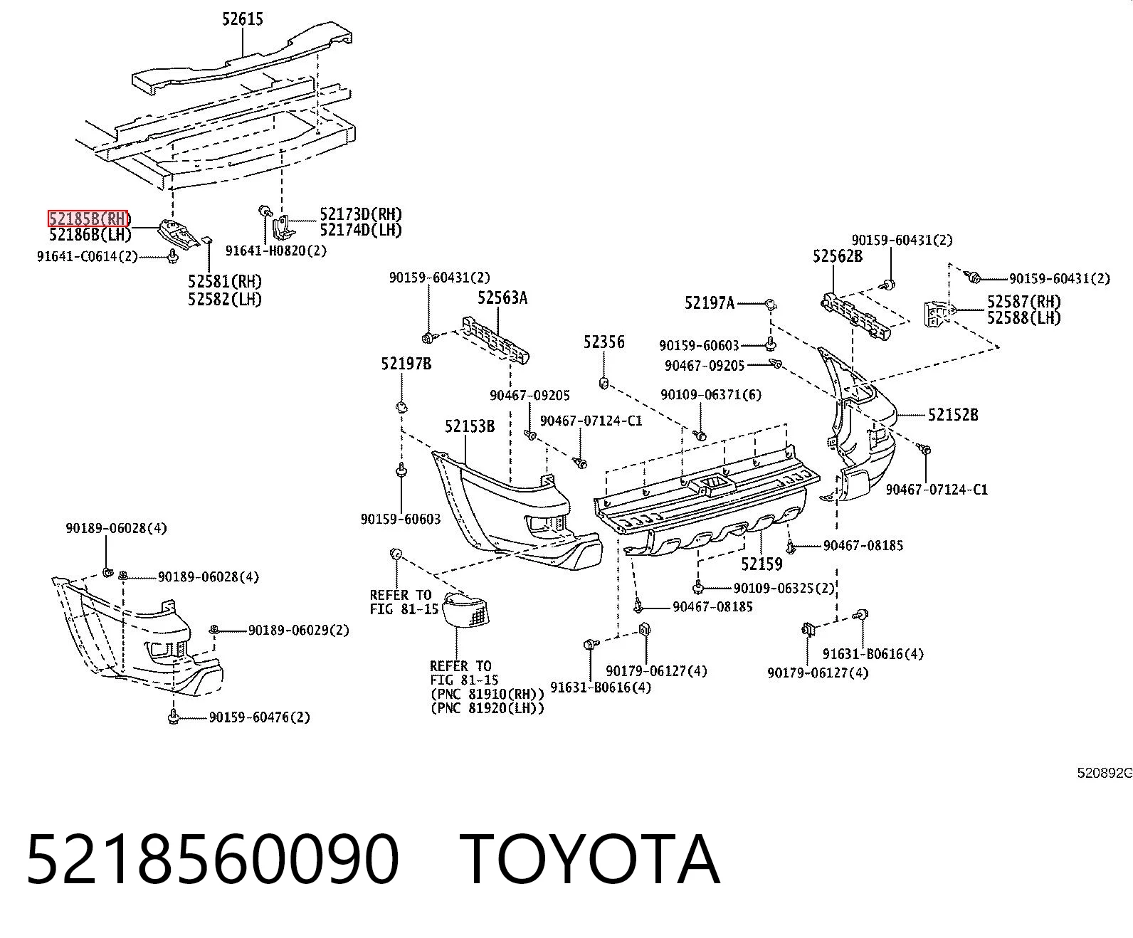 5218560090 Toyota Амортизатор бампера заднього