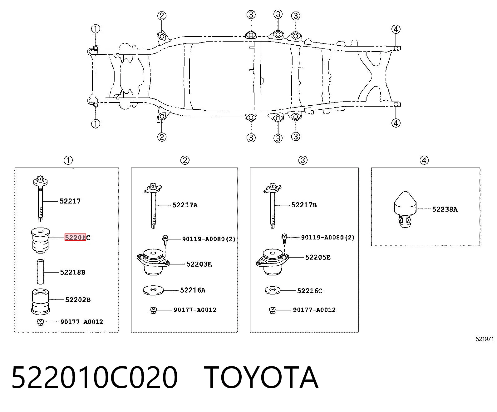 522010C020 Toyota Кріплення платформи