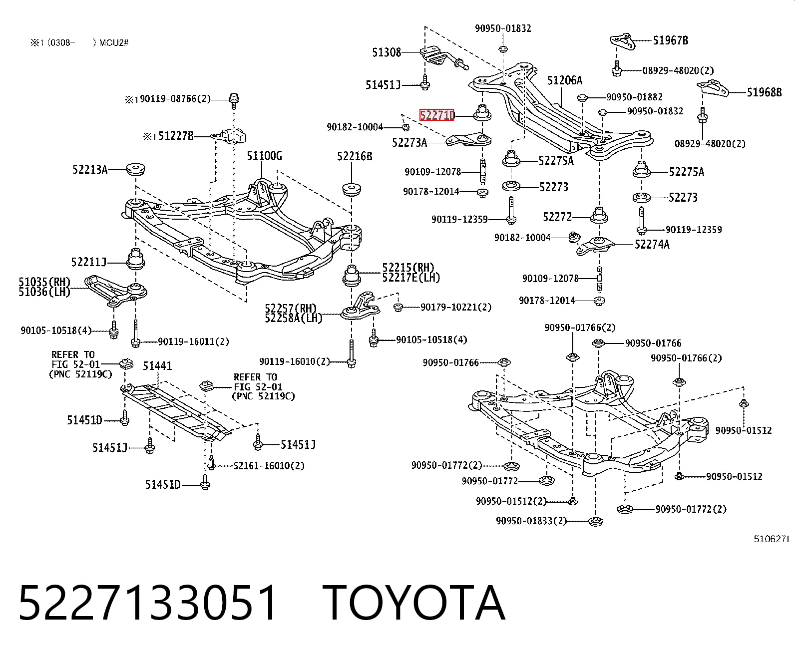 5227133051 Toyota Сайлентблок балки моста