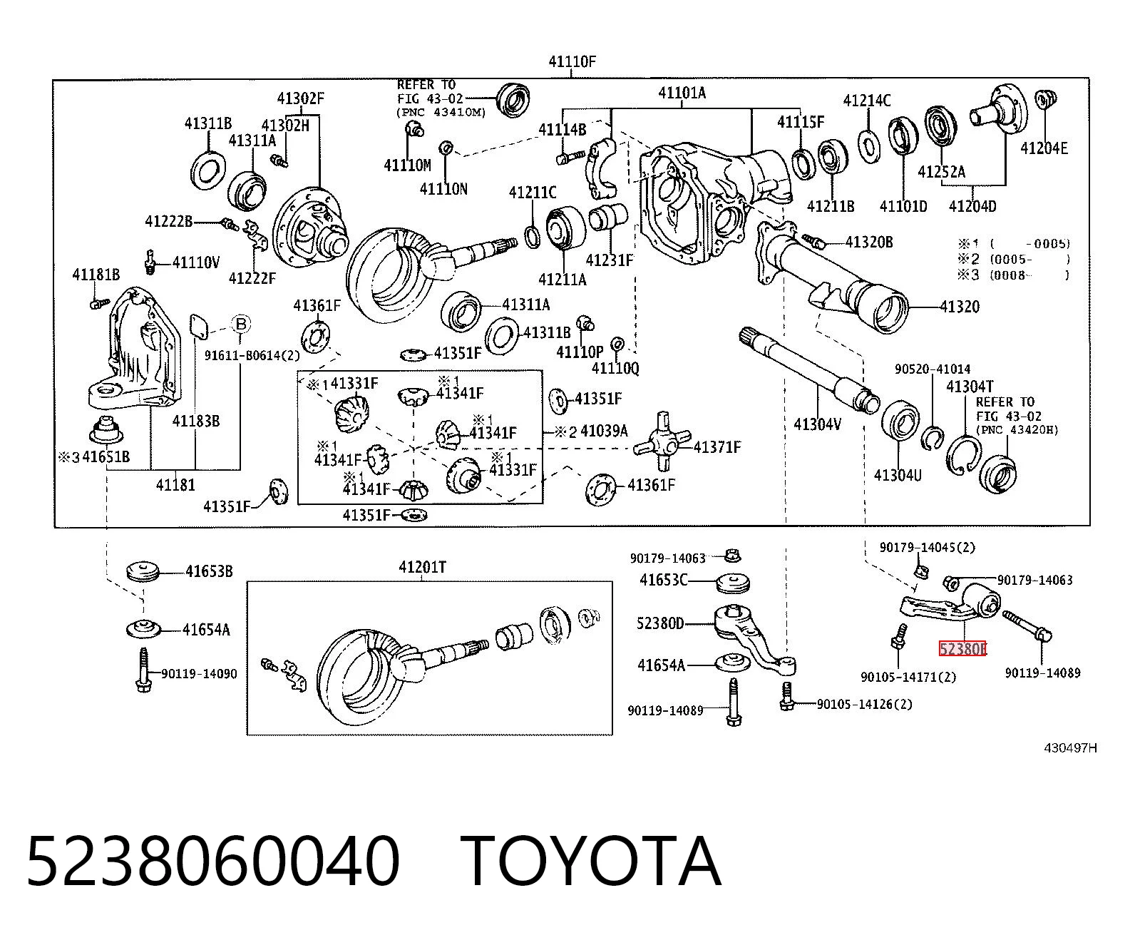 5238060040 Toyota Кронштейн/траверса переднього редуктора, ліва