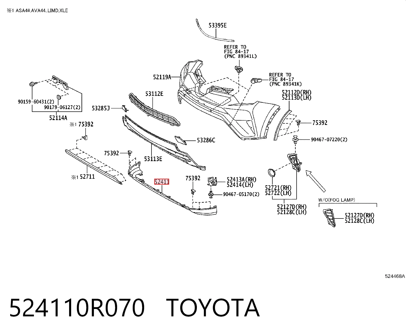 524110R070 Toyota Сплитер переднього бампера