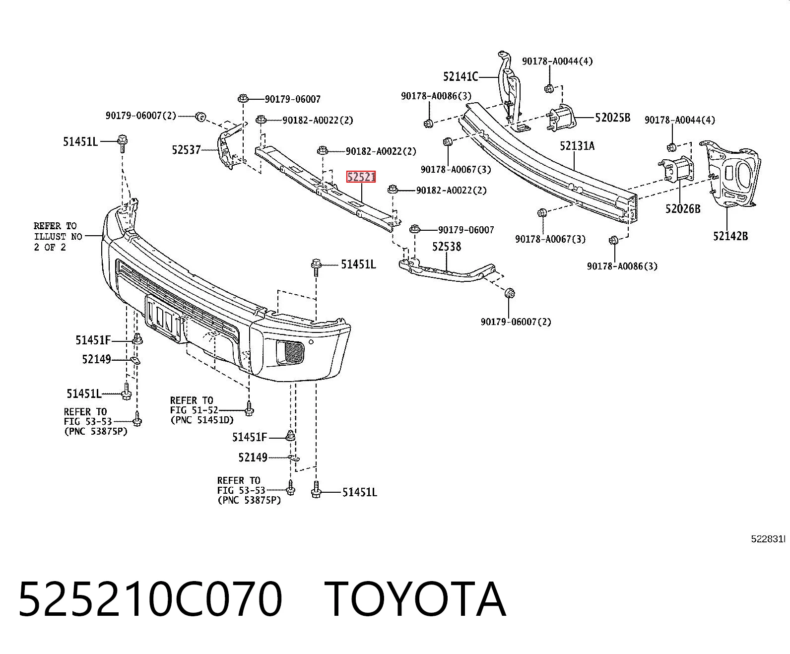 525210C070 Toyota Кронштейн бампера переднього, центральний