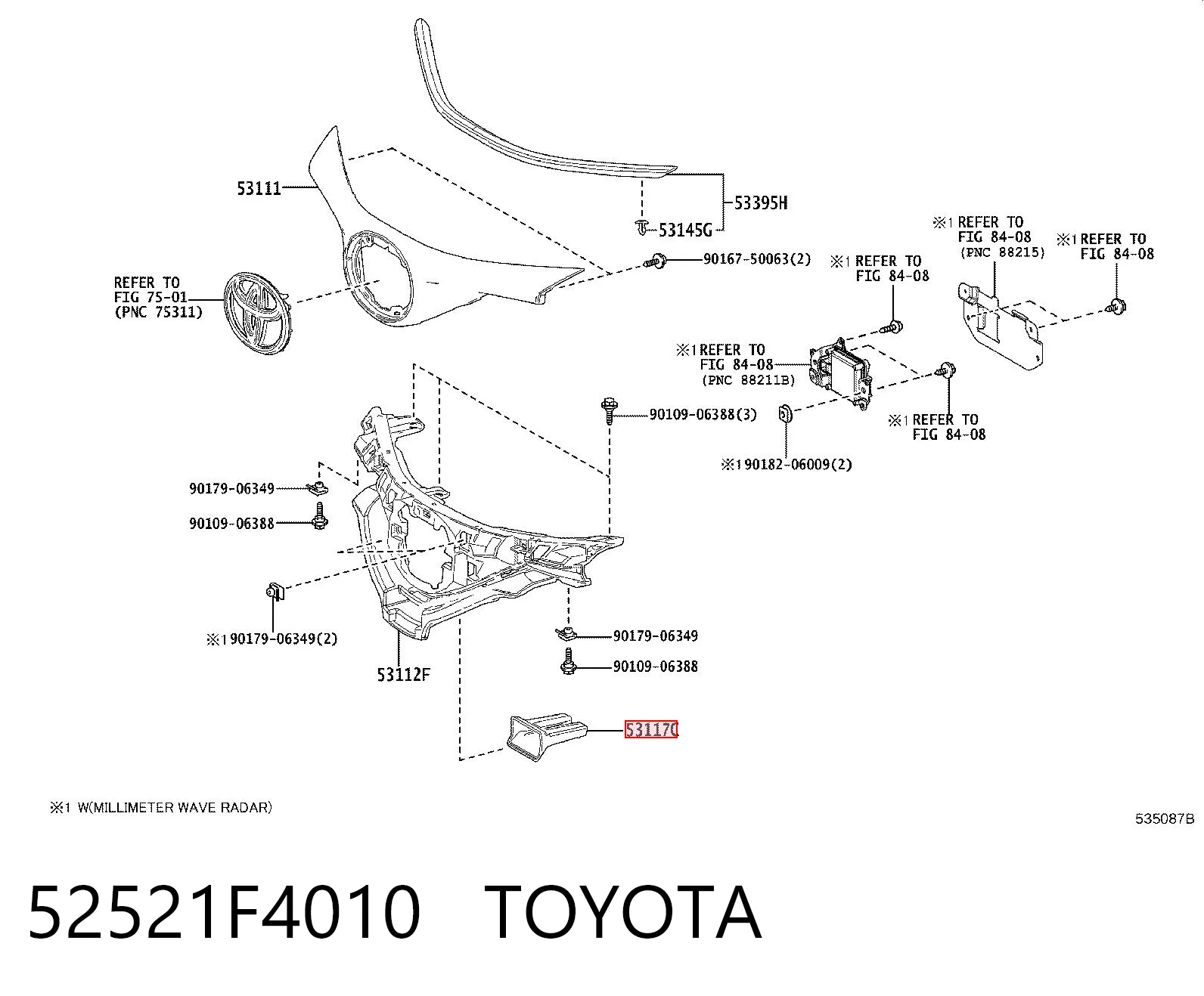 52521F4010 Toyota Кронштейн решітки радіатора