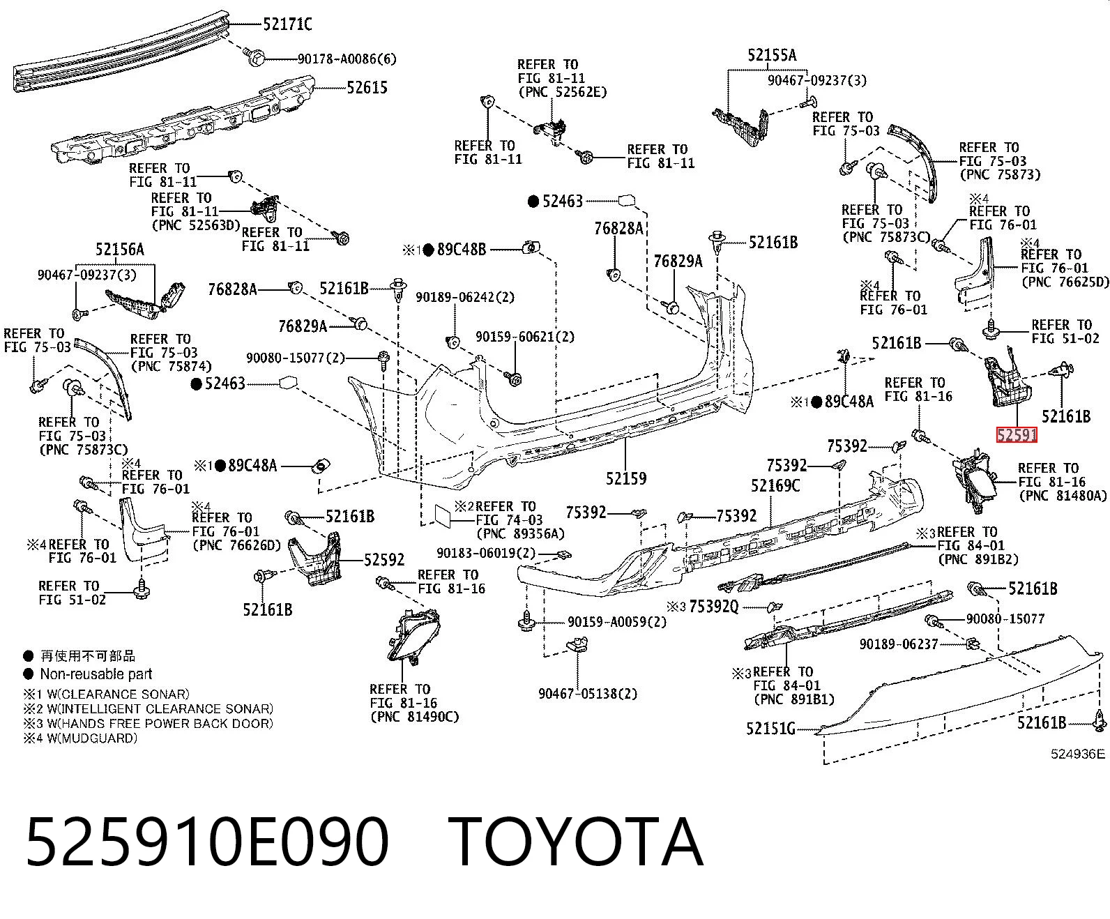 525910E090 Toyota Захист заднього бампера