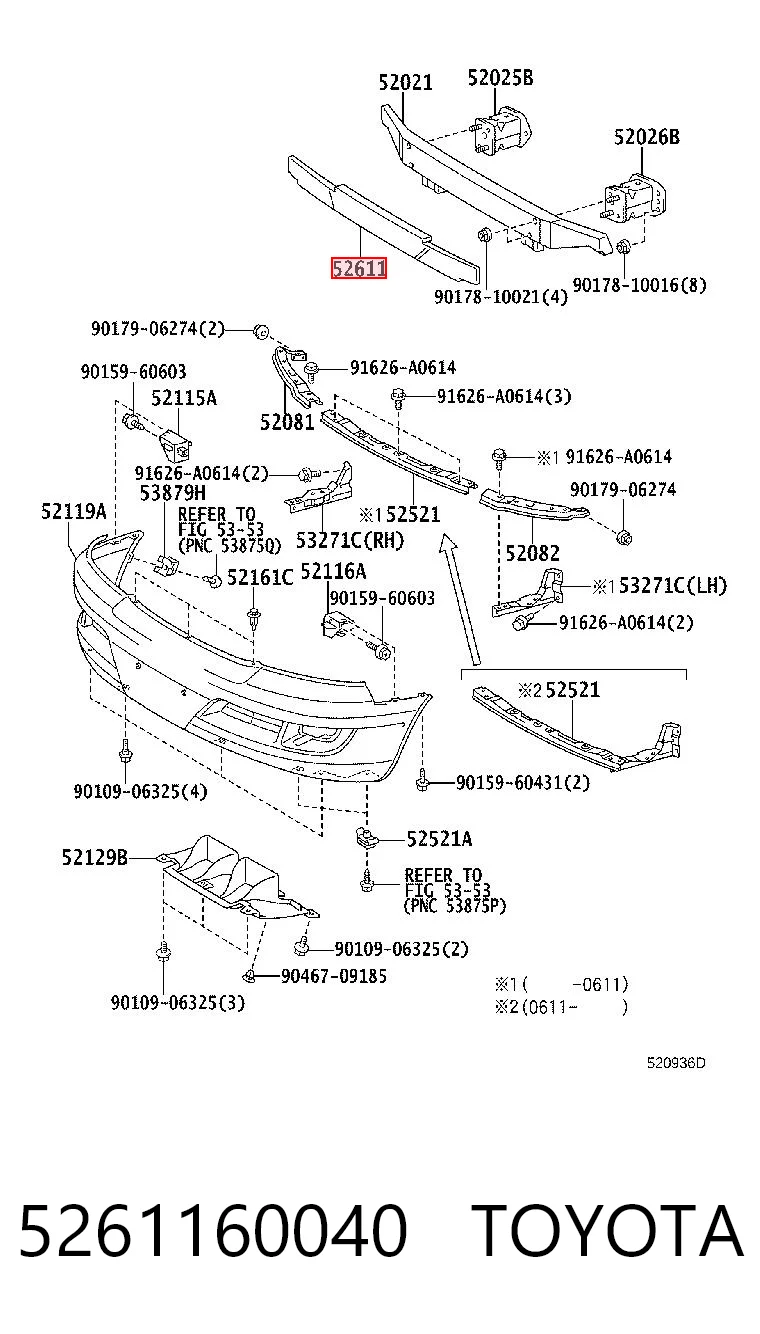 5261160040 Toyota Наповнювач бампера переднього
