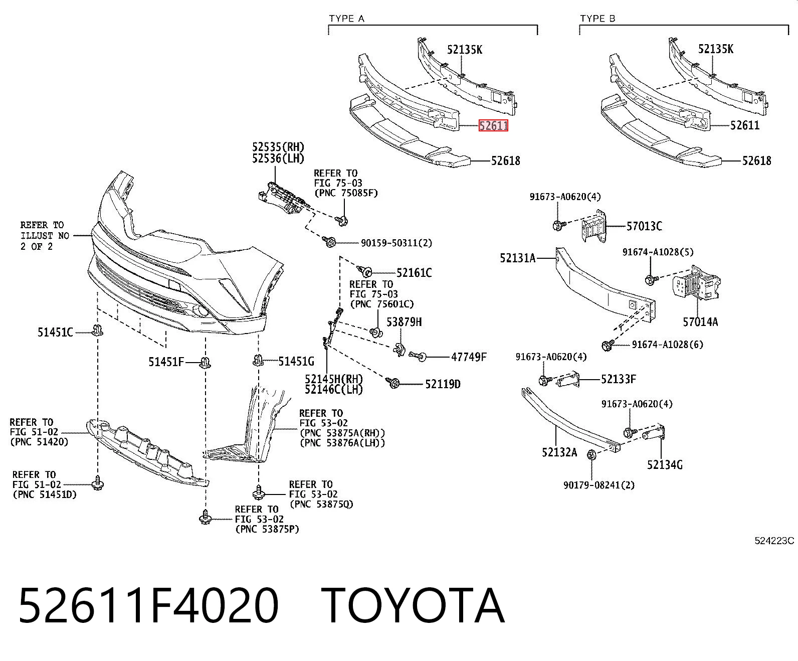 52611F4020 Toyota Наповнювач бампера переднього