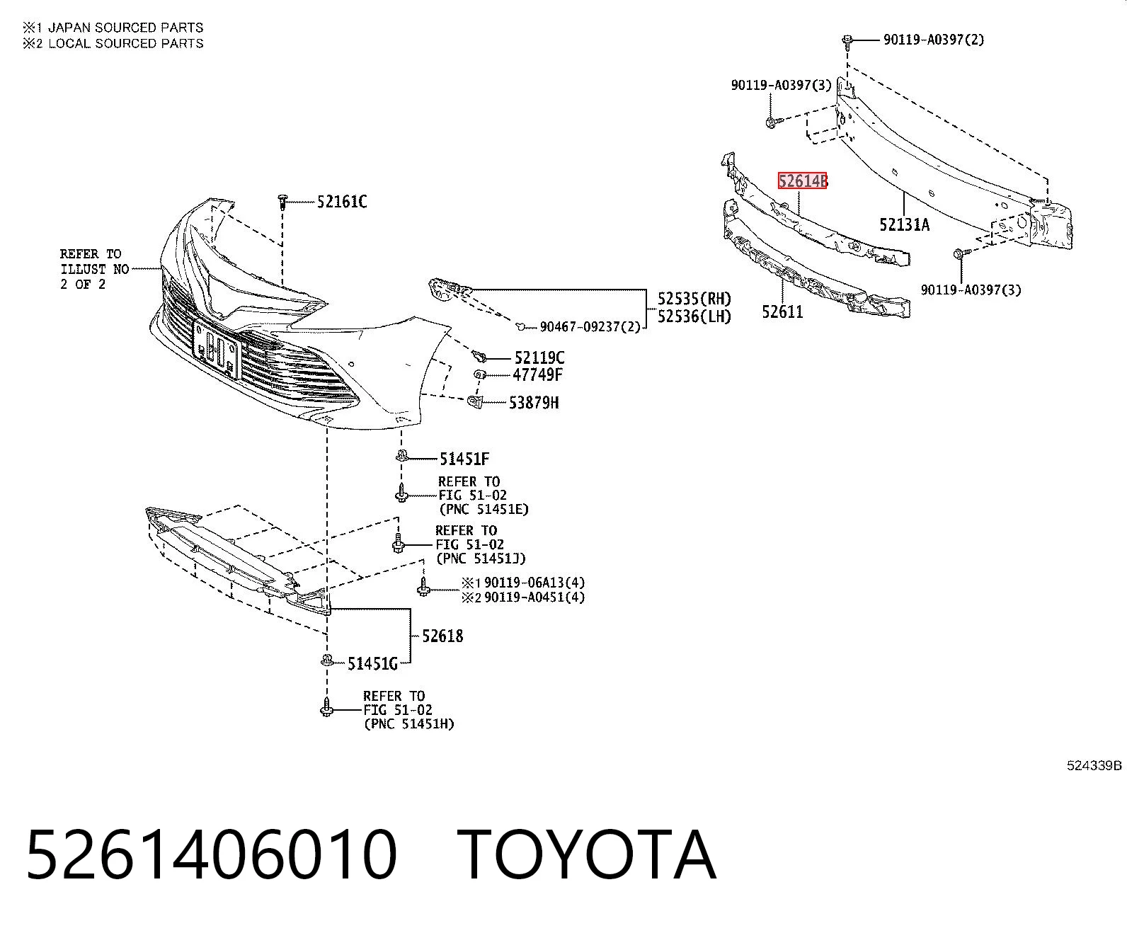 5261406010 Toyota Наповнювач бампера переднього