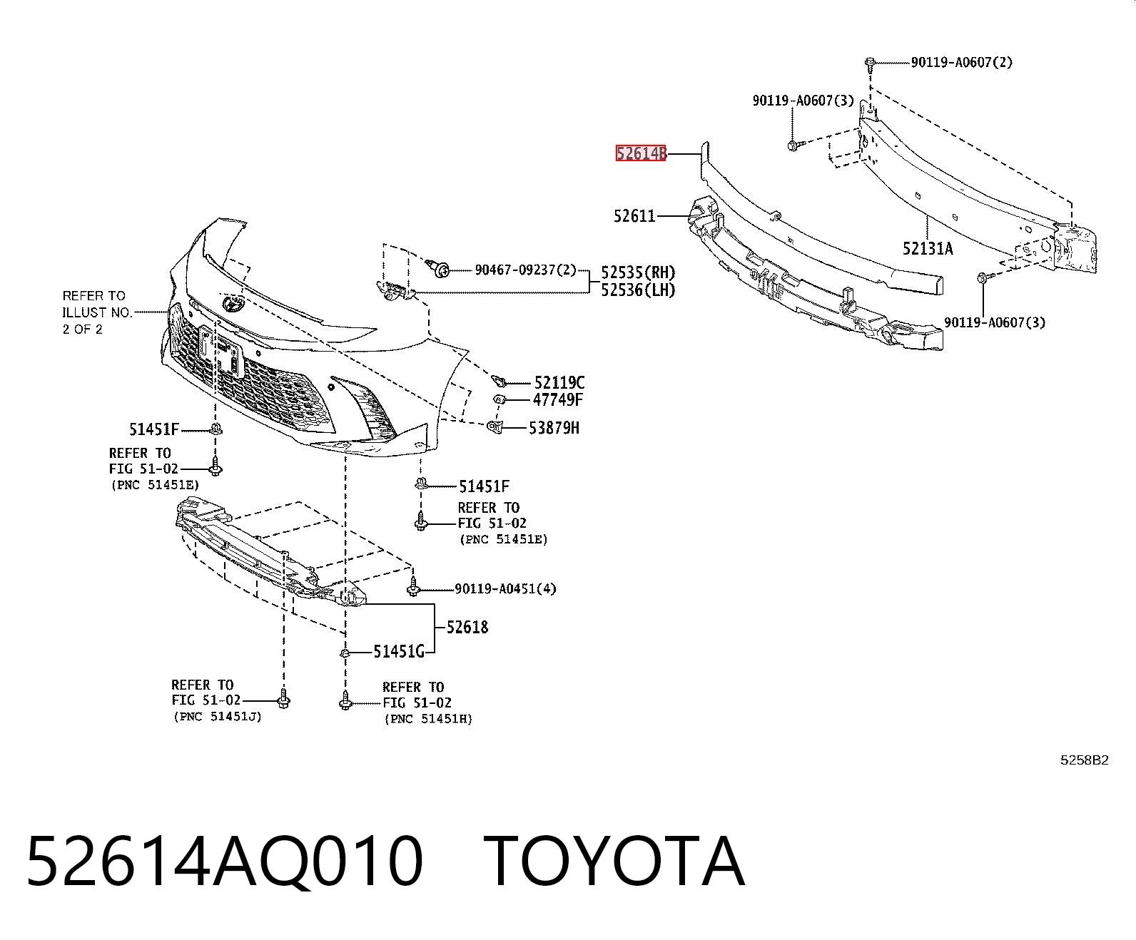 52614AQ010 Toyota Наповнювач бампера переднього