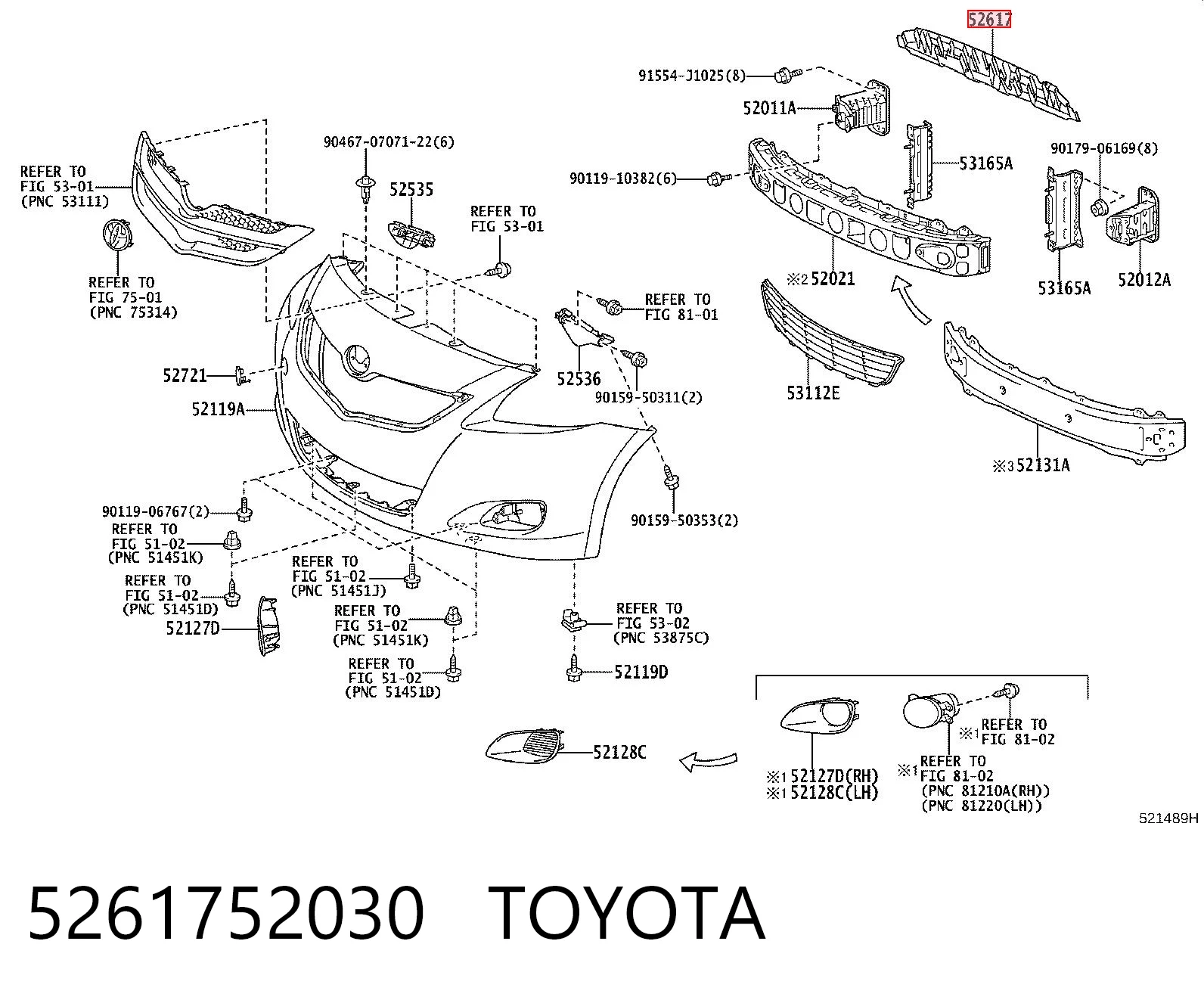 5261752030 Toyota Наповнювач бампера переднього