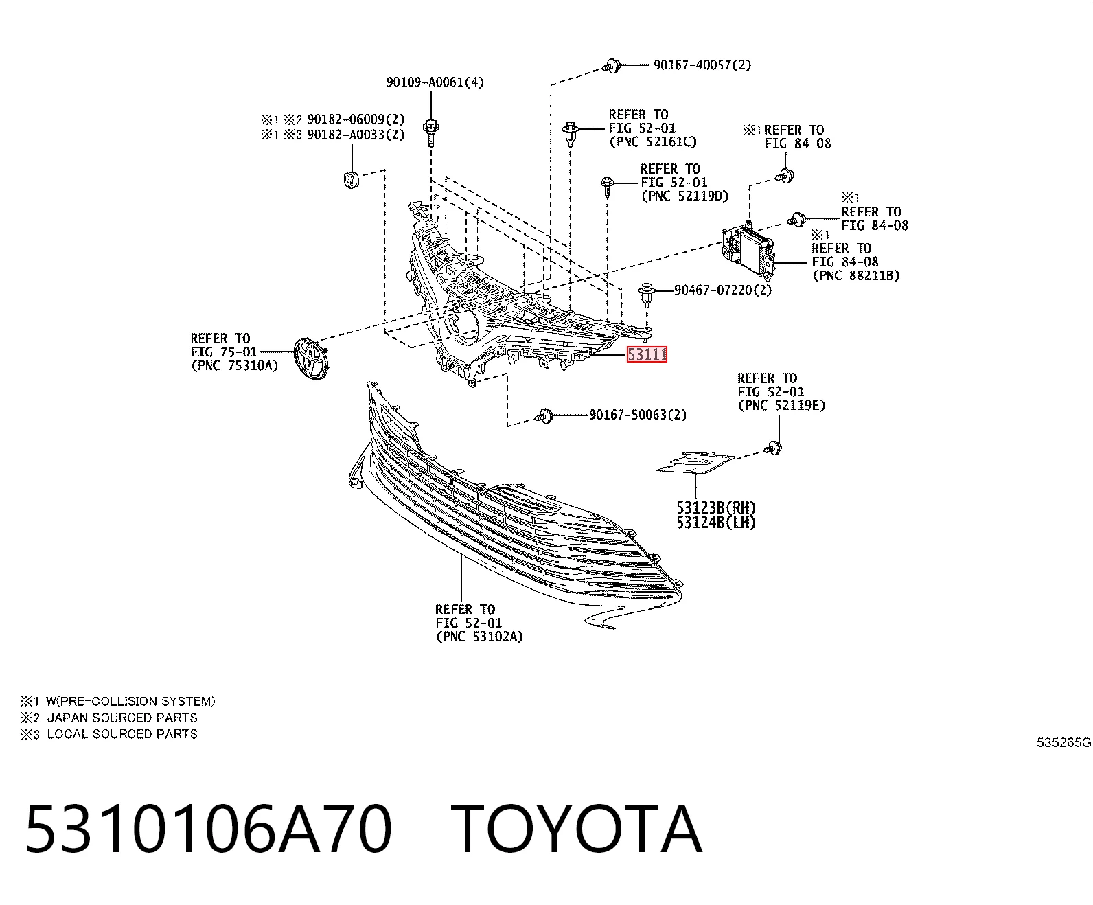 5310106A70 Toyota Решітка радіатора