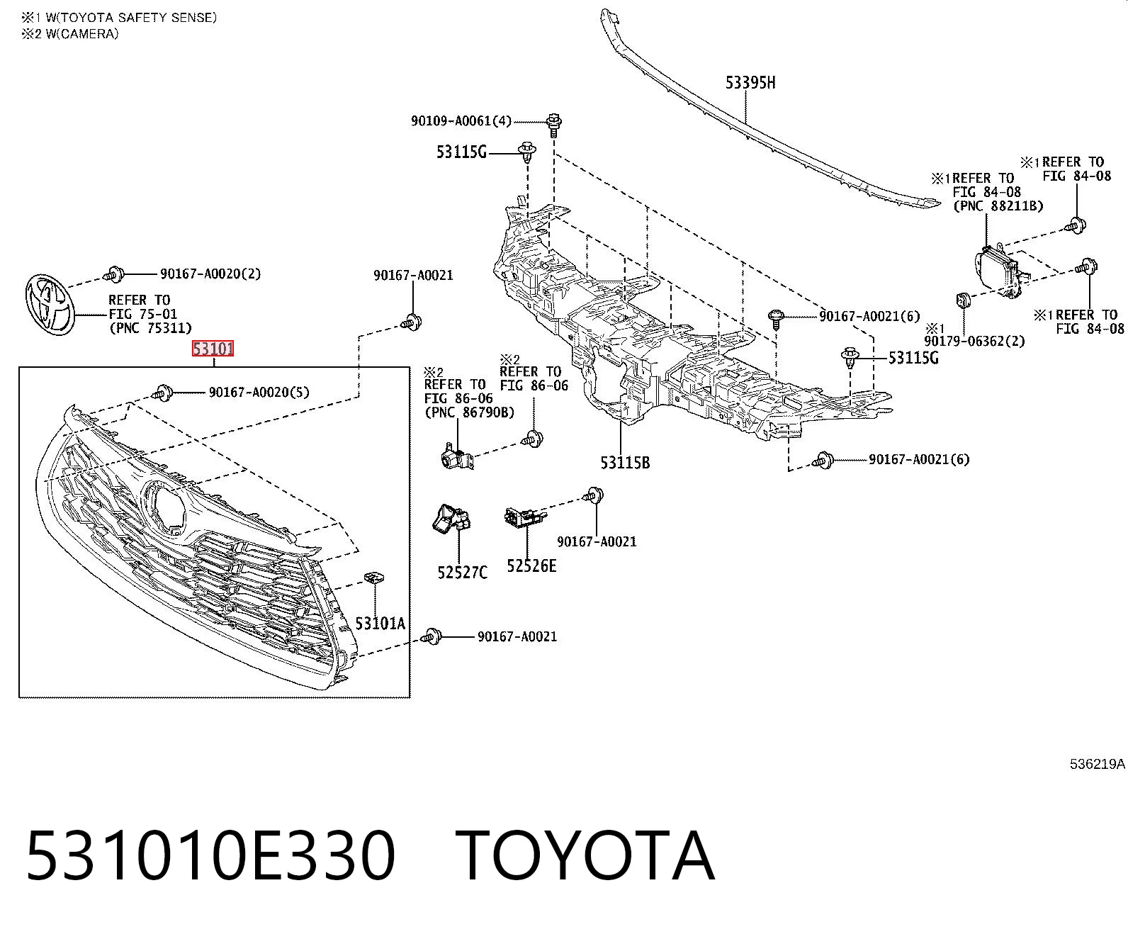 531010E330 Toyota Решітка радіатора