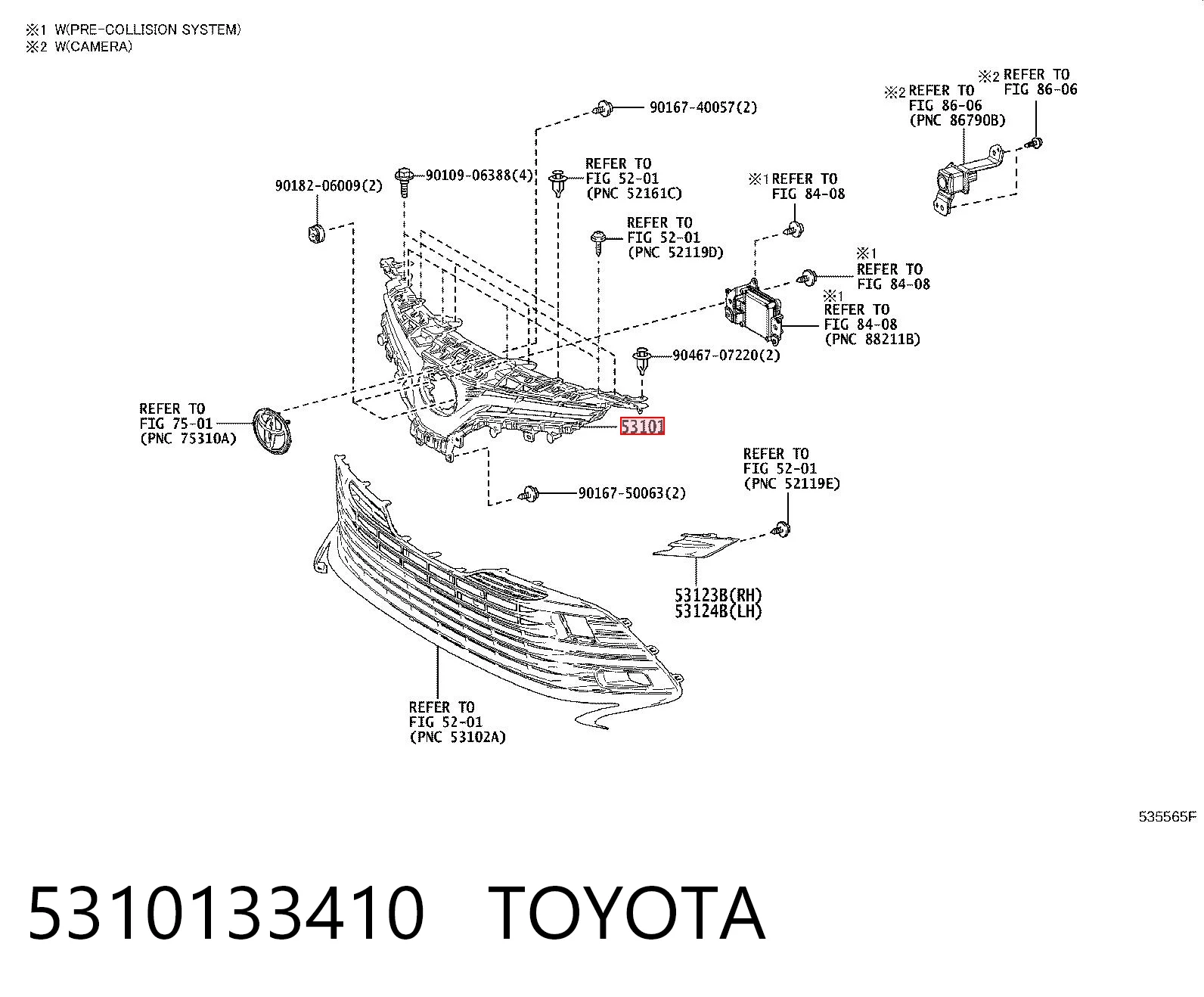 5310133410 Toyota Решітка радіатора
