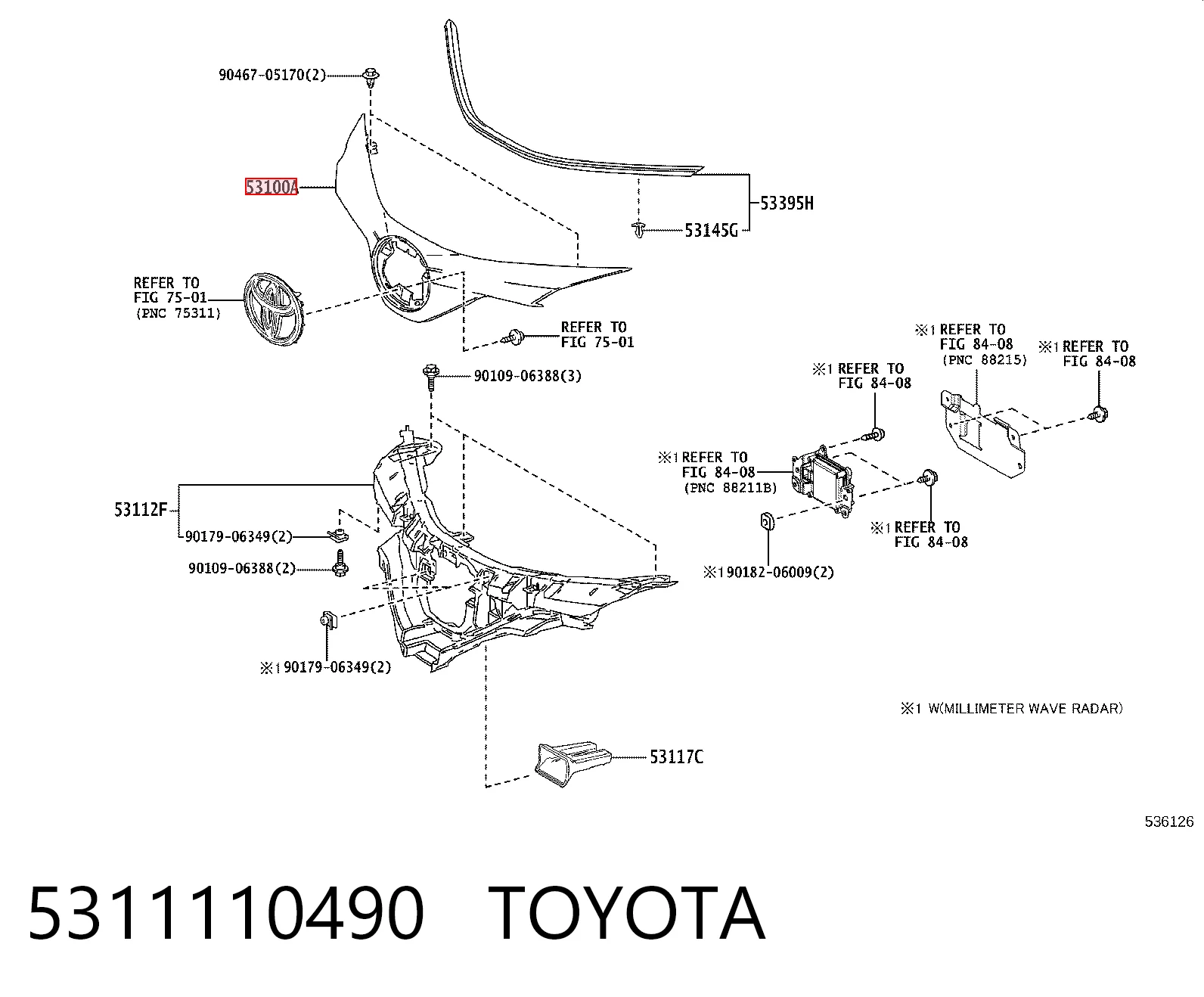 5311110490 Toyota Решітка радіатора