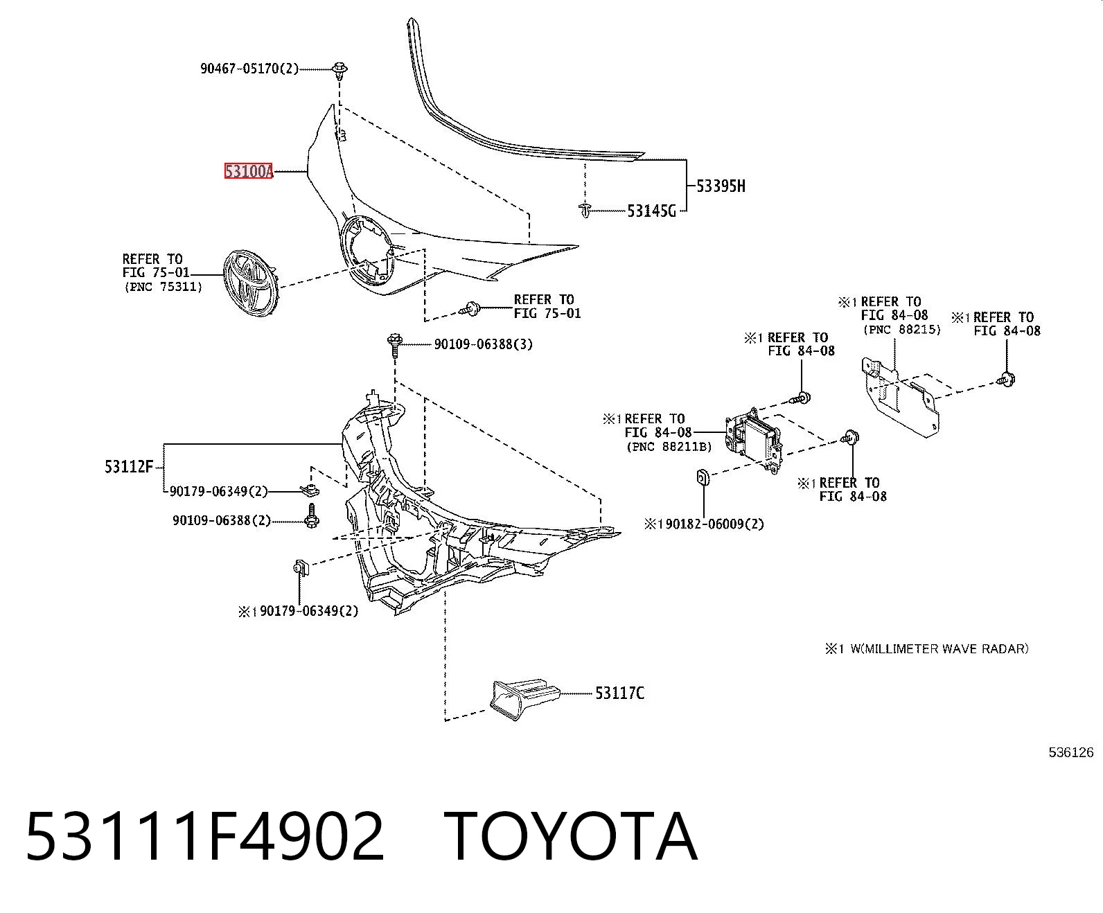 53111F4902 Toyota Решітка радіатора