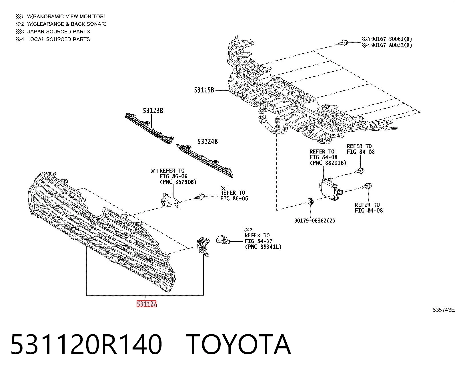 531120R140 Toyota Решітка радіатора