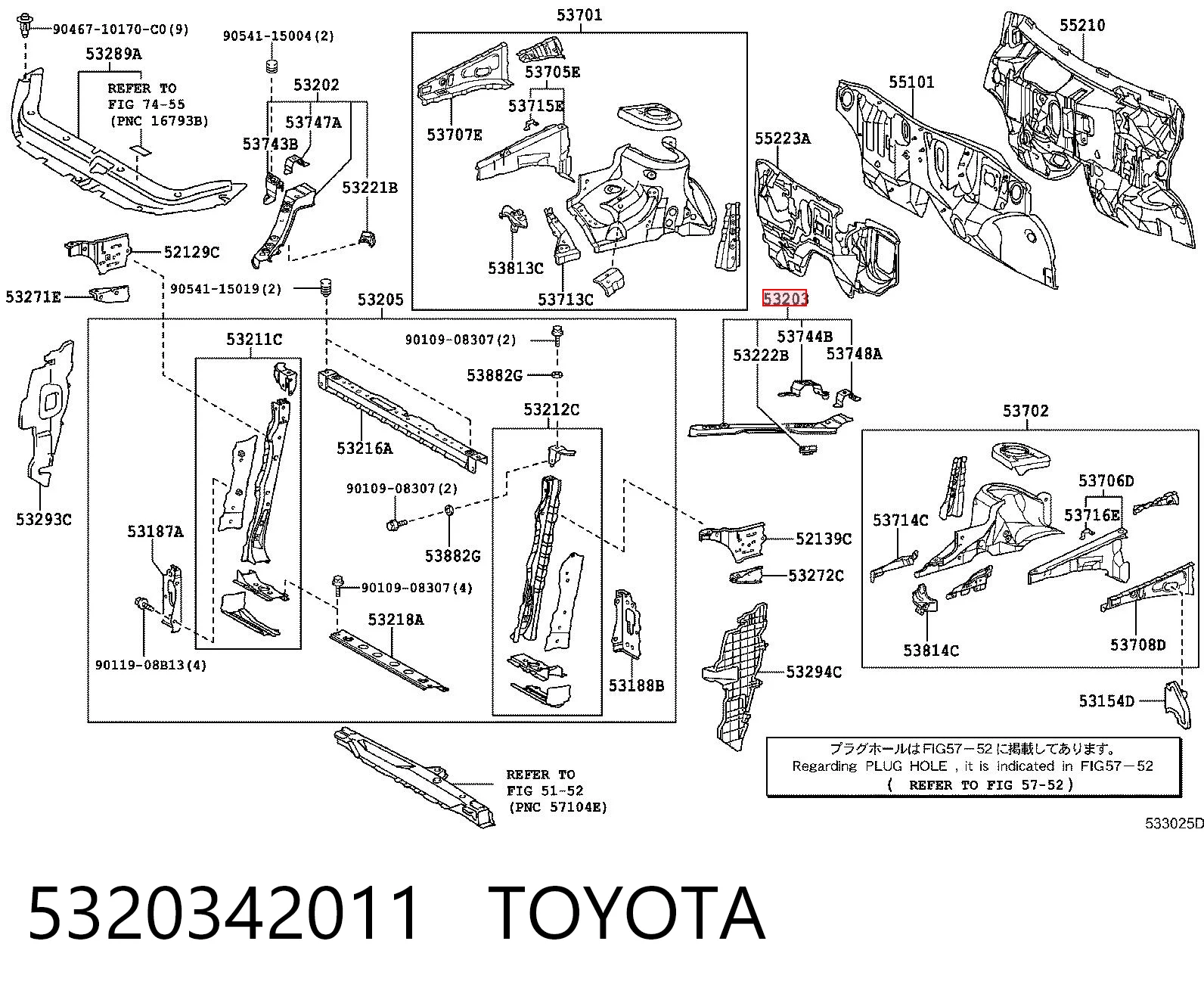 5320342011 Toyota Супорт радіатора верхній/монтажна панель кріплення фар