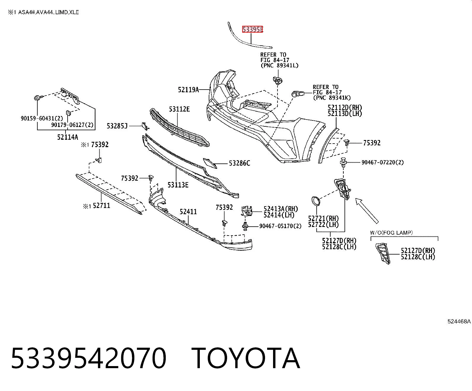 5339542070 Toyota Гумка ущільнювача під капот