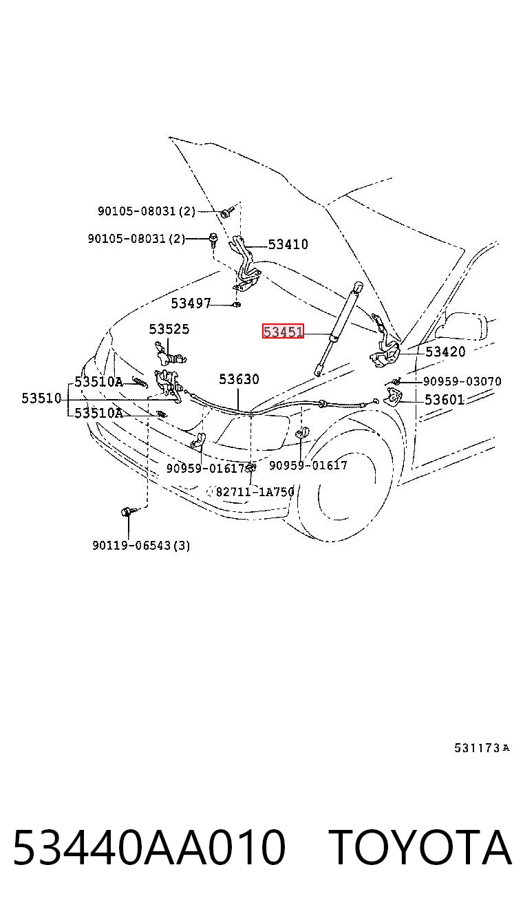 53440AA010 Toyota Стійка капота
