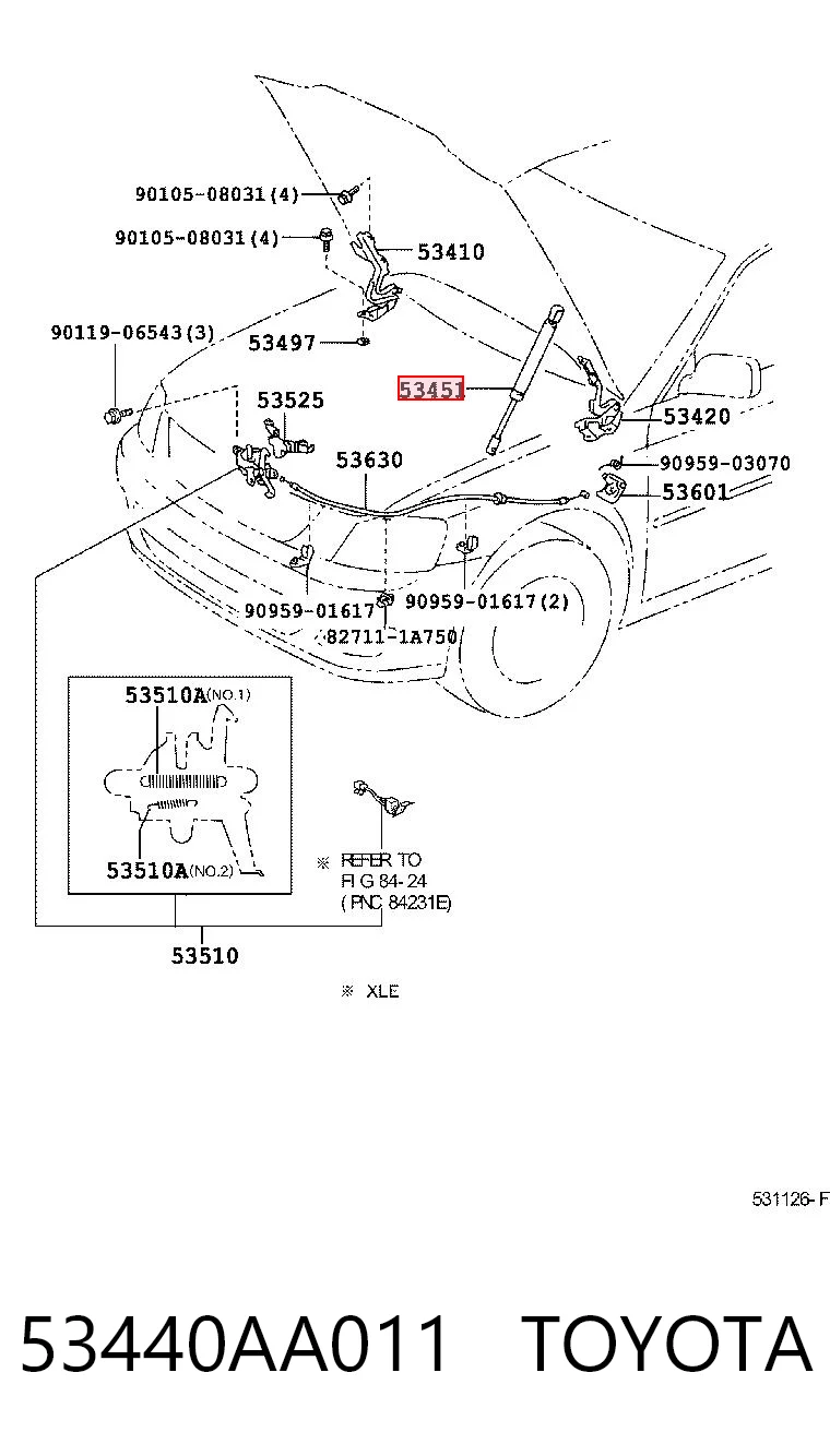 53440AA011 Toyota Стійка капота