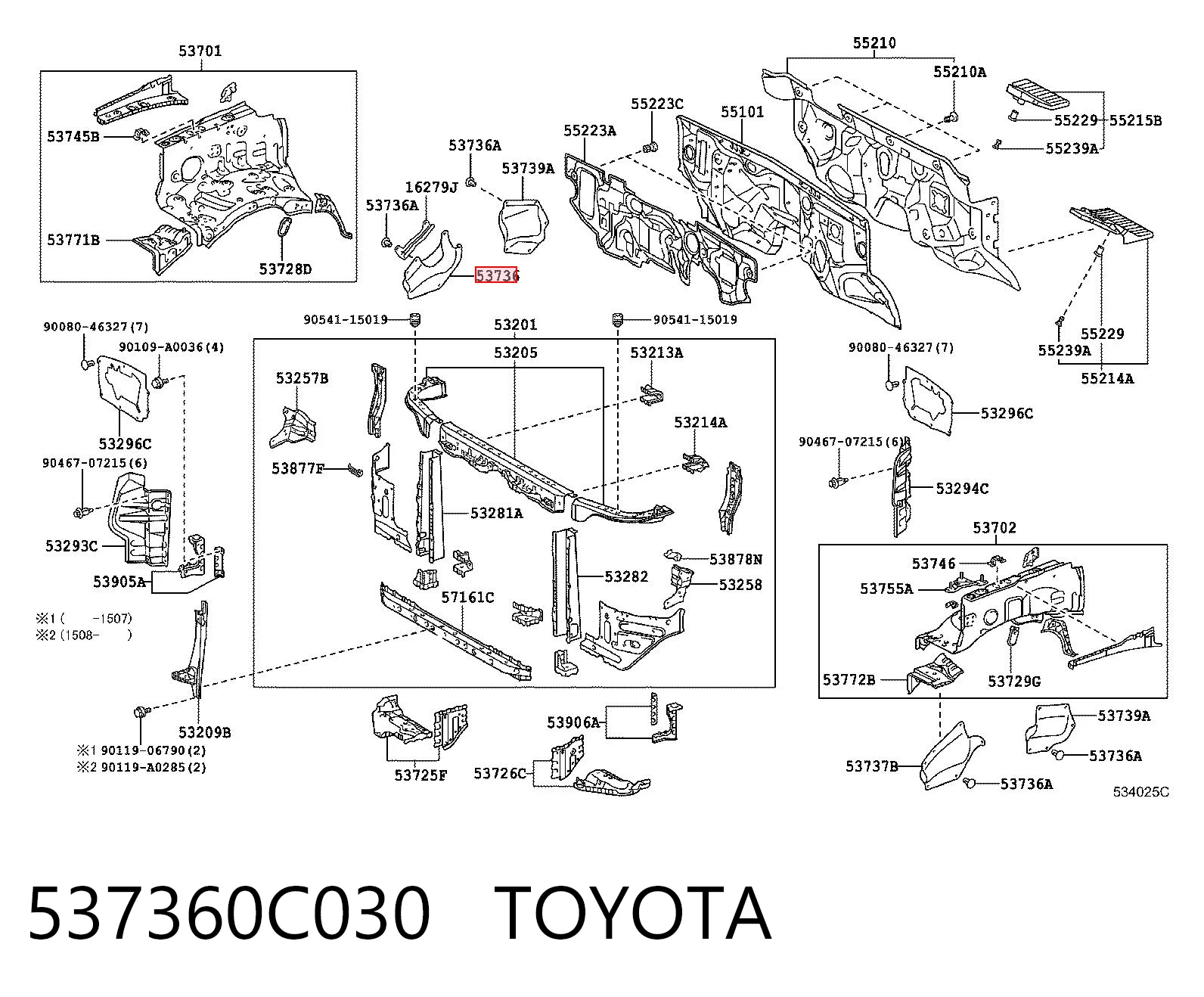 537360C030 Toyota Ущільнювач арки крила