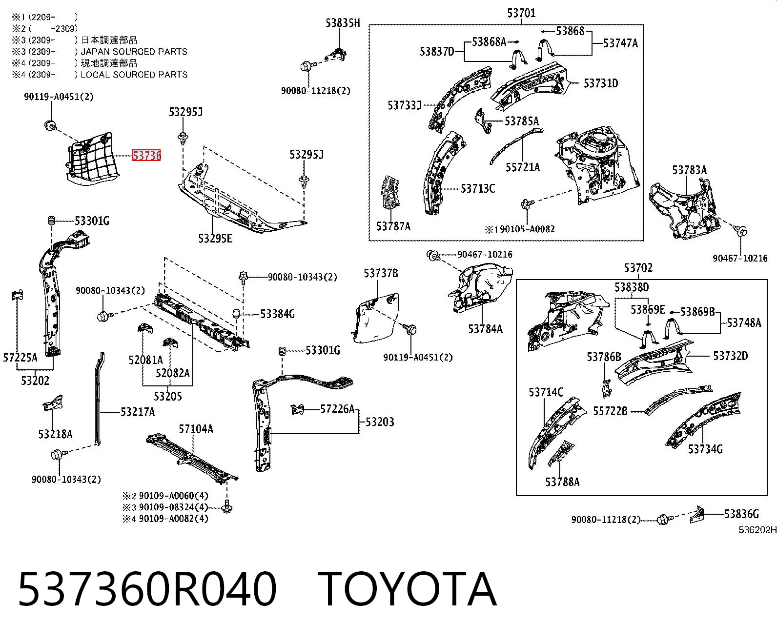 537360R040 Toyota 
