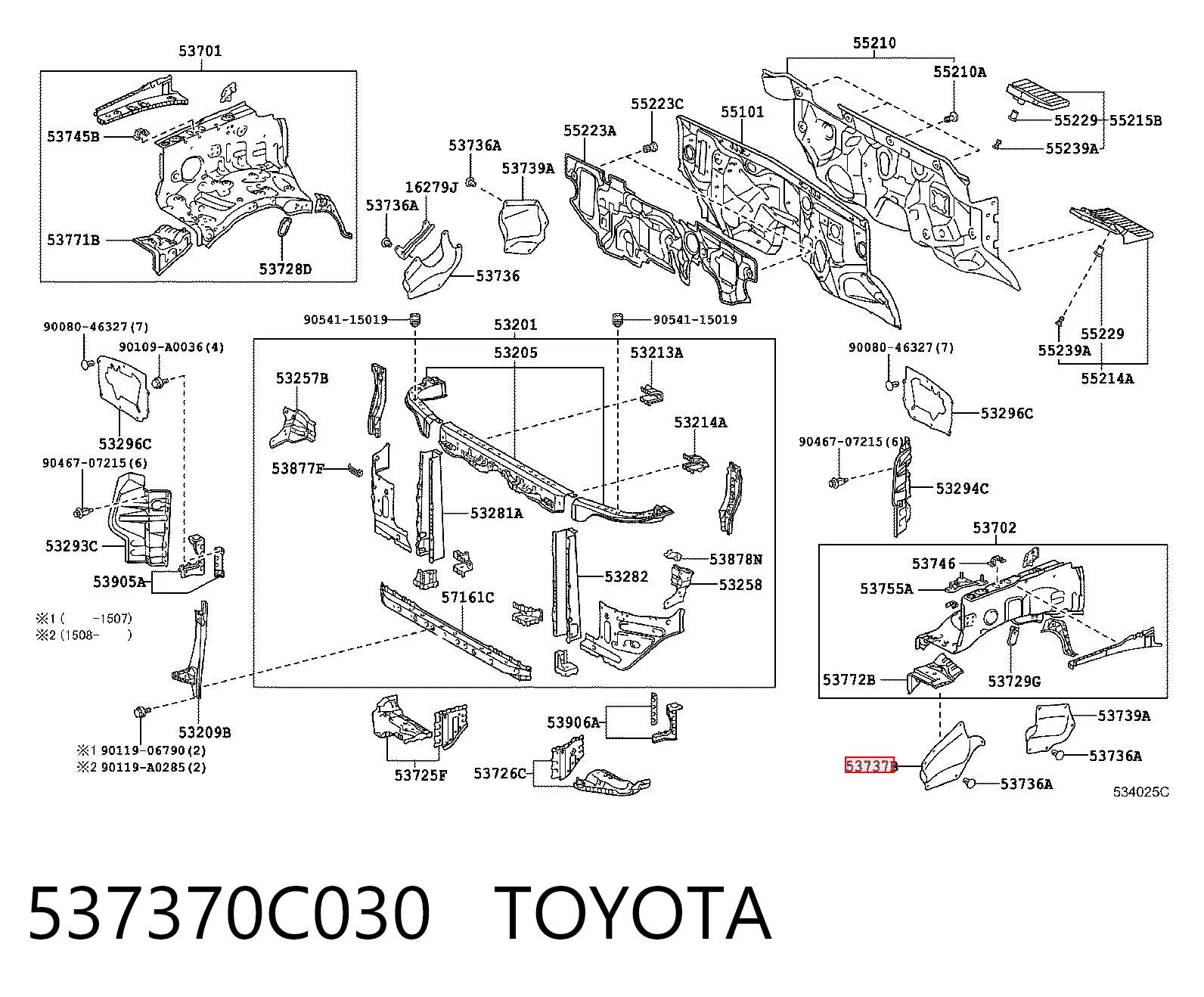 537370C030 Toyota Ущільнювач арки крила