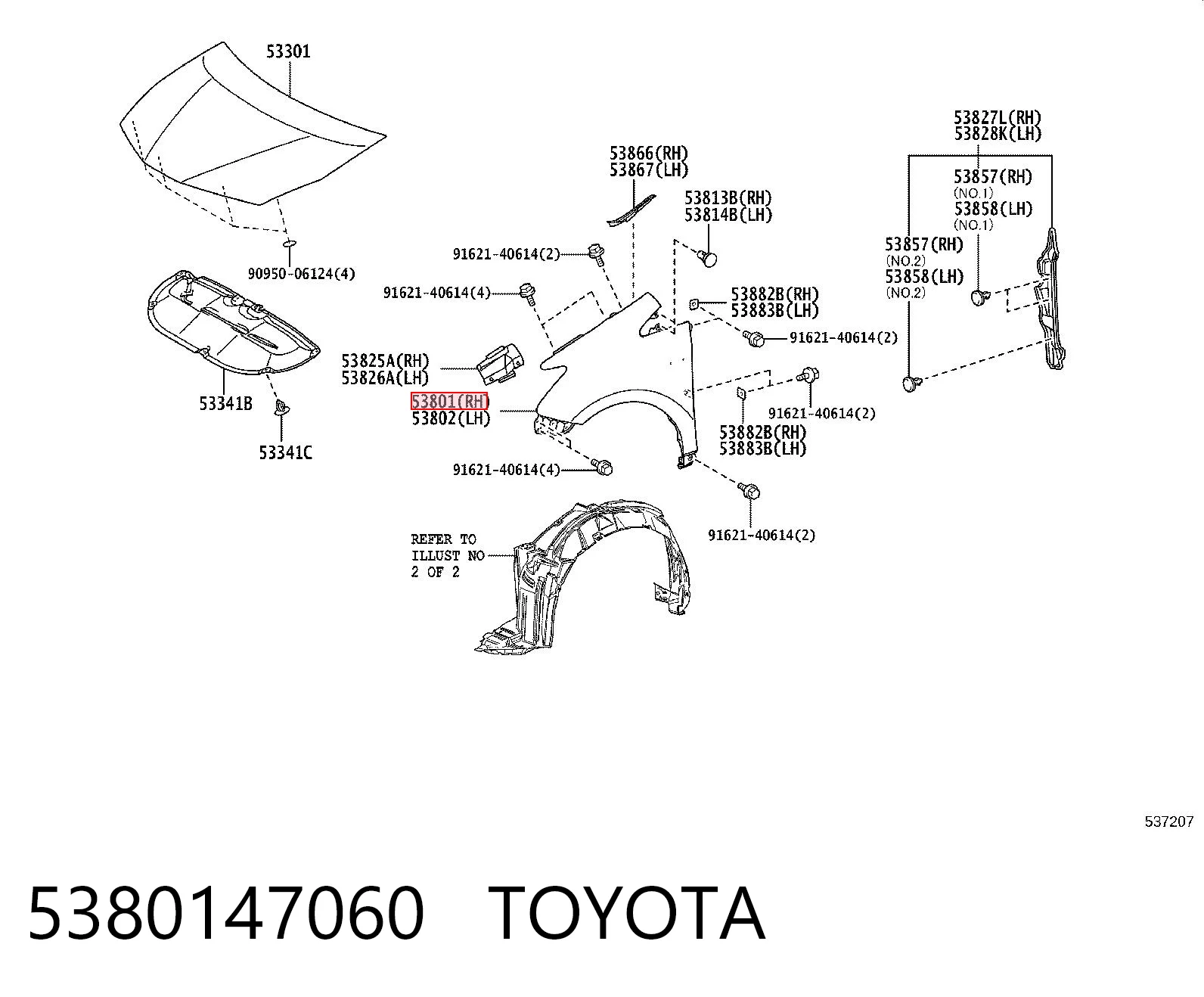 5380147060 Toyota Крило переднє праве