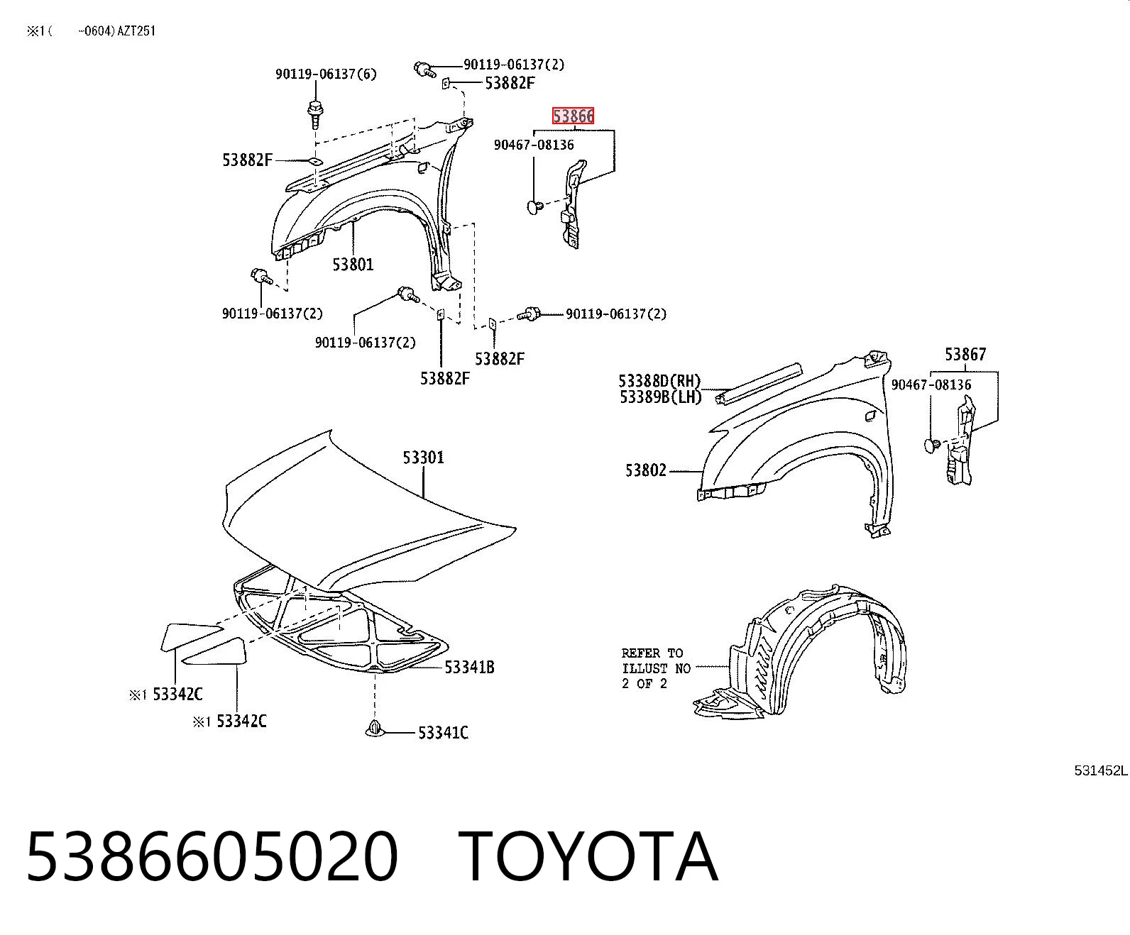 5386605020 Toyota Ущільнювач арки крила