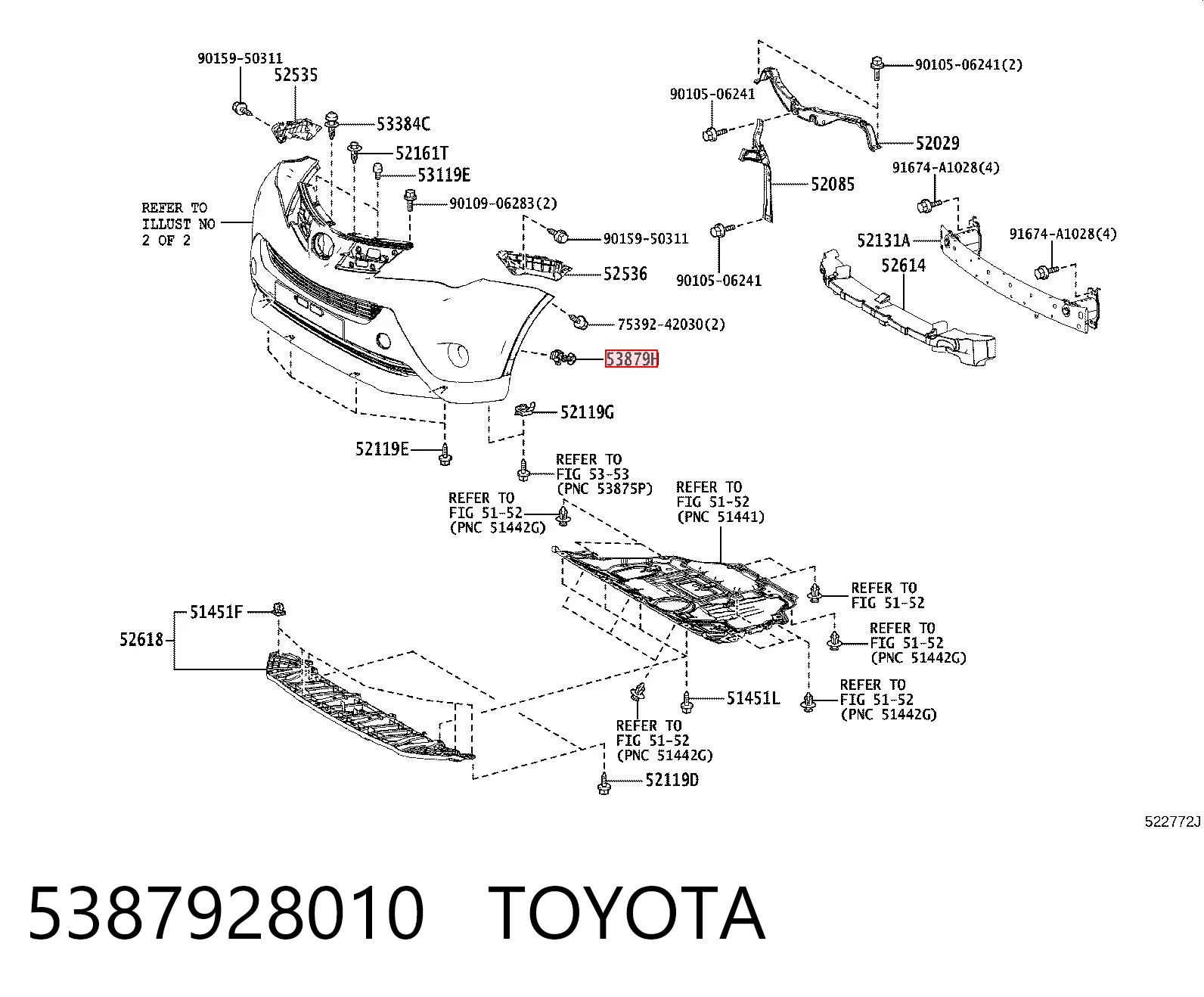 5387928010 Toyota Кронштейн бампера переднього, зовнішній