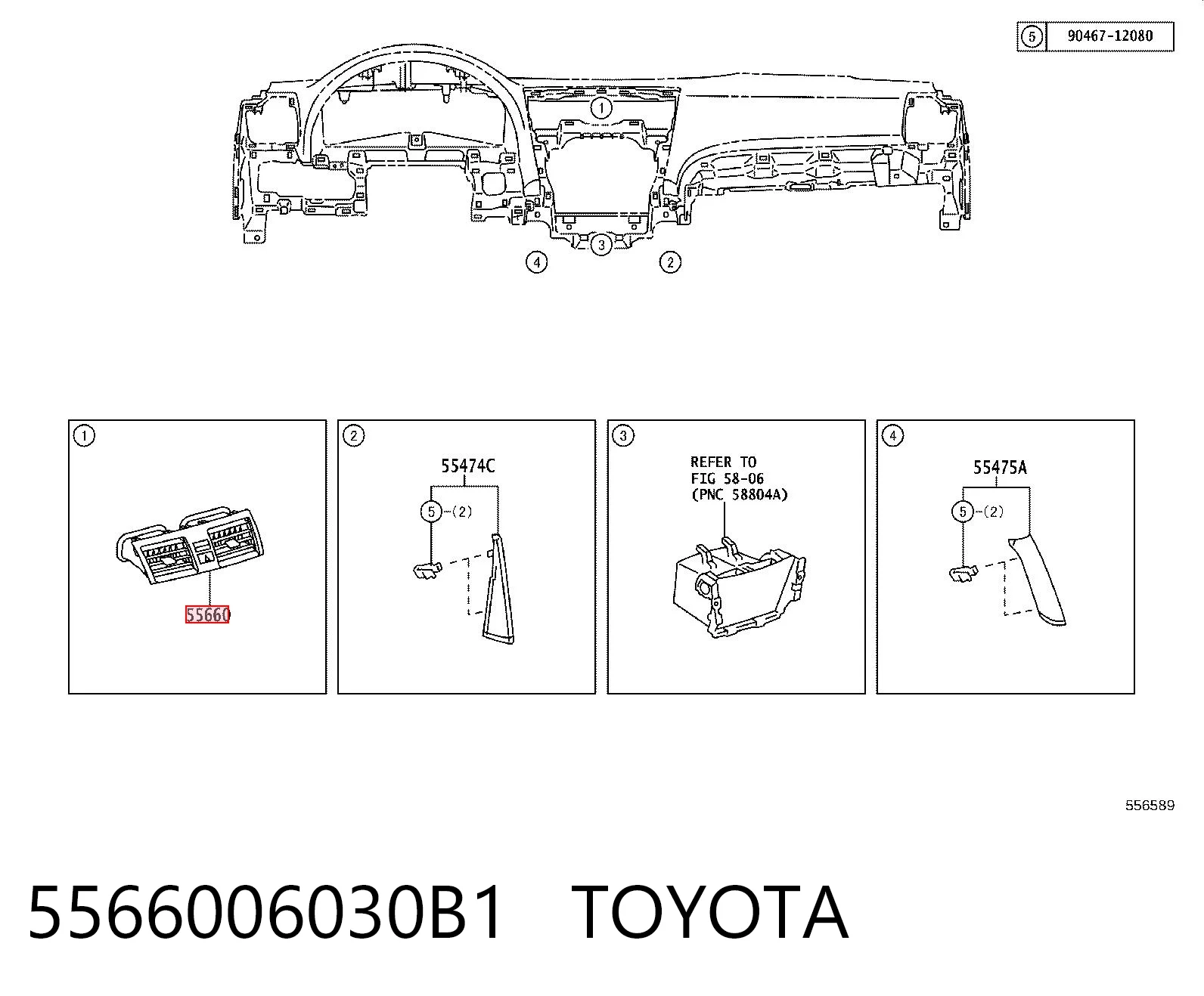 5566006030B1 Toyota Решітка повітропровода