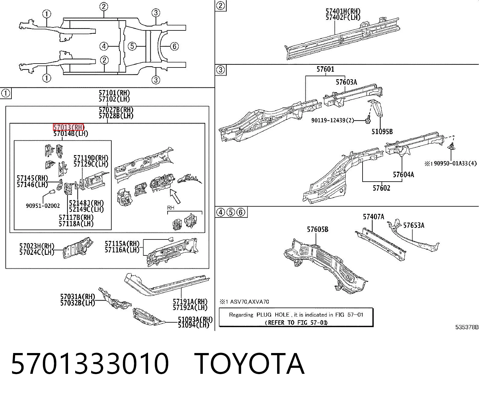 5701333010 Toyota Кронштейн підсилювача переднього бампера